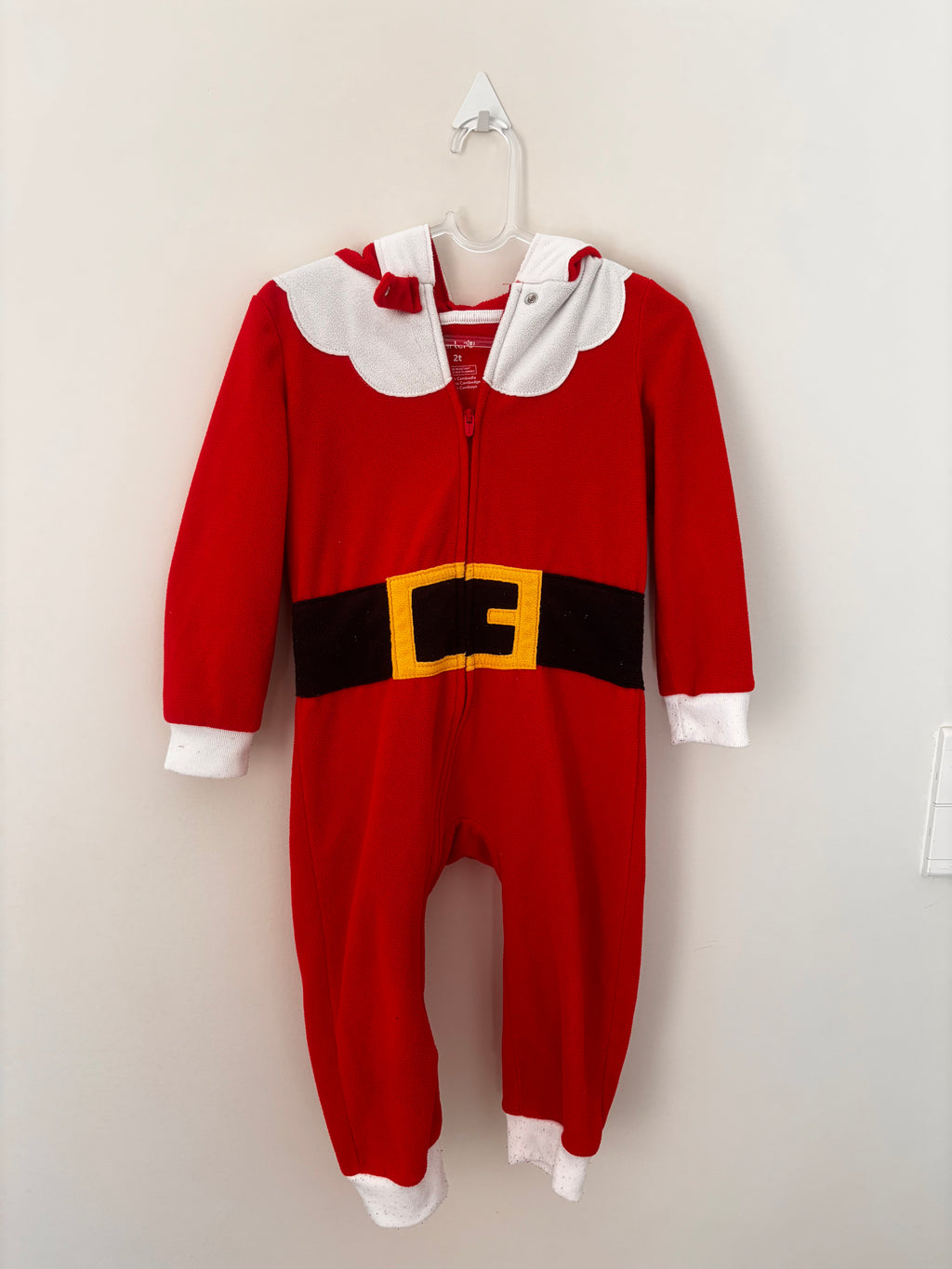Macacão fantasia Papai Noel fleece vermelho - frente