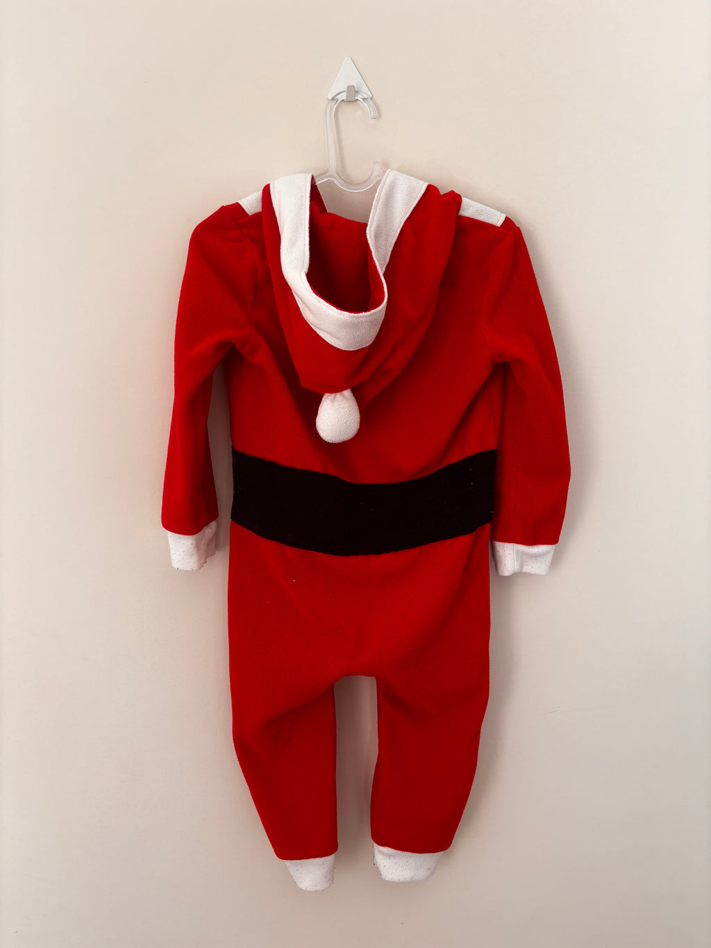 Macacão fantasia Papai Noel fleece vermelho - detalhe