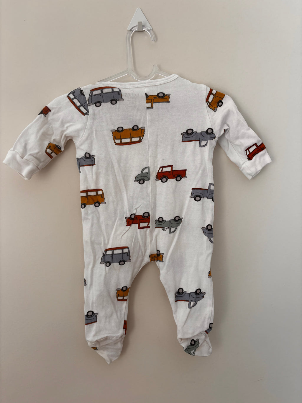 Macacão pijama Hering Baby carrinhos branco - costas