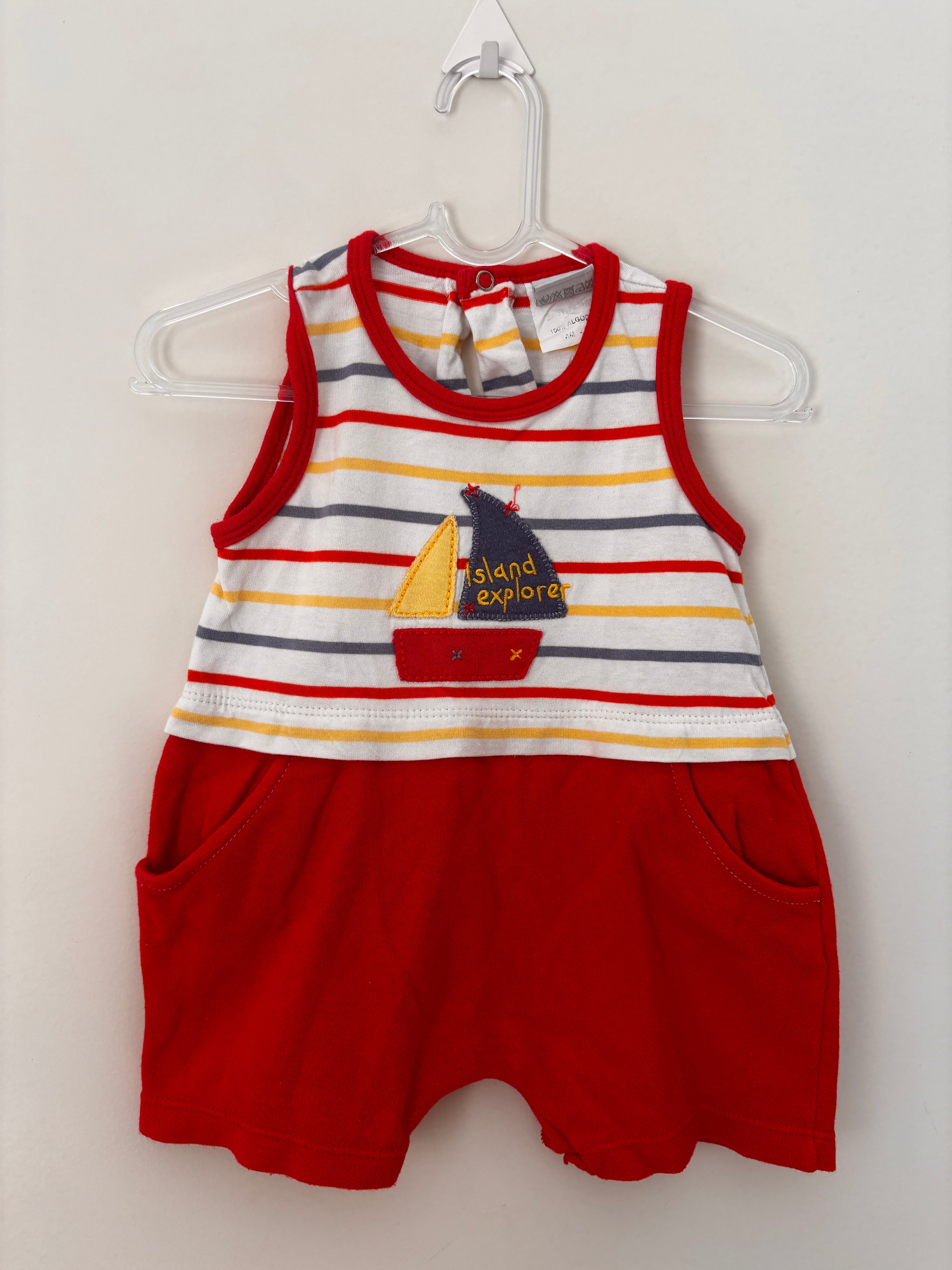 Body Listrado – Vermelho e Azul (Bebê)