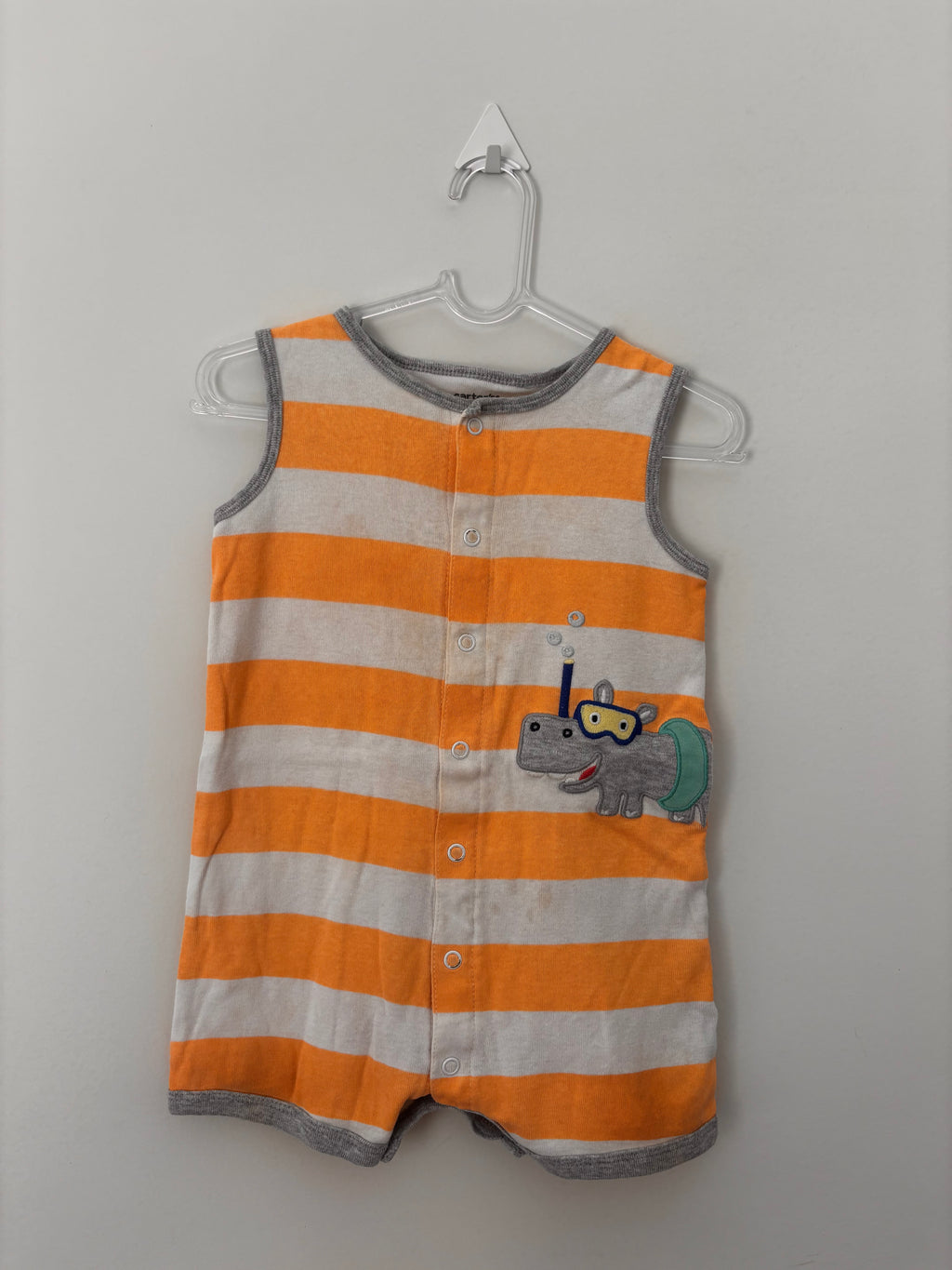Body Listrado Hipopótamo – Laranja (Bebê)