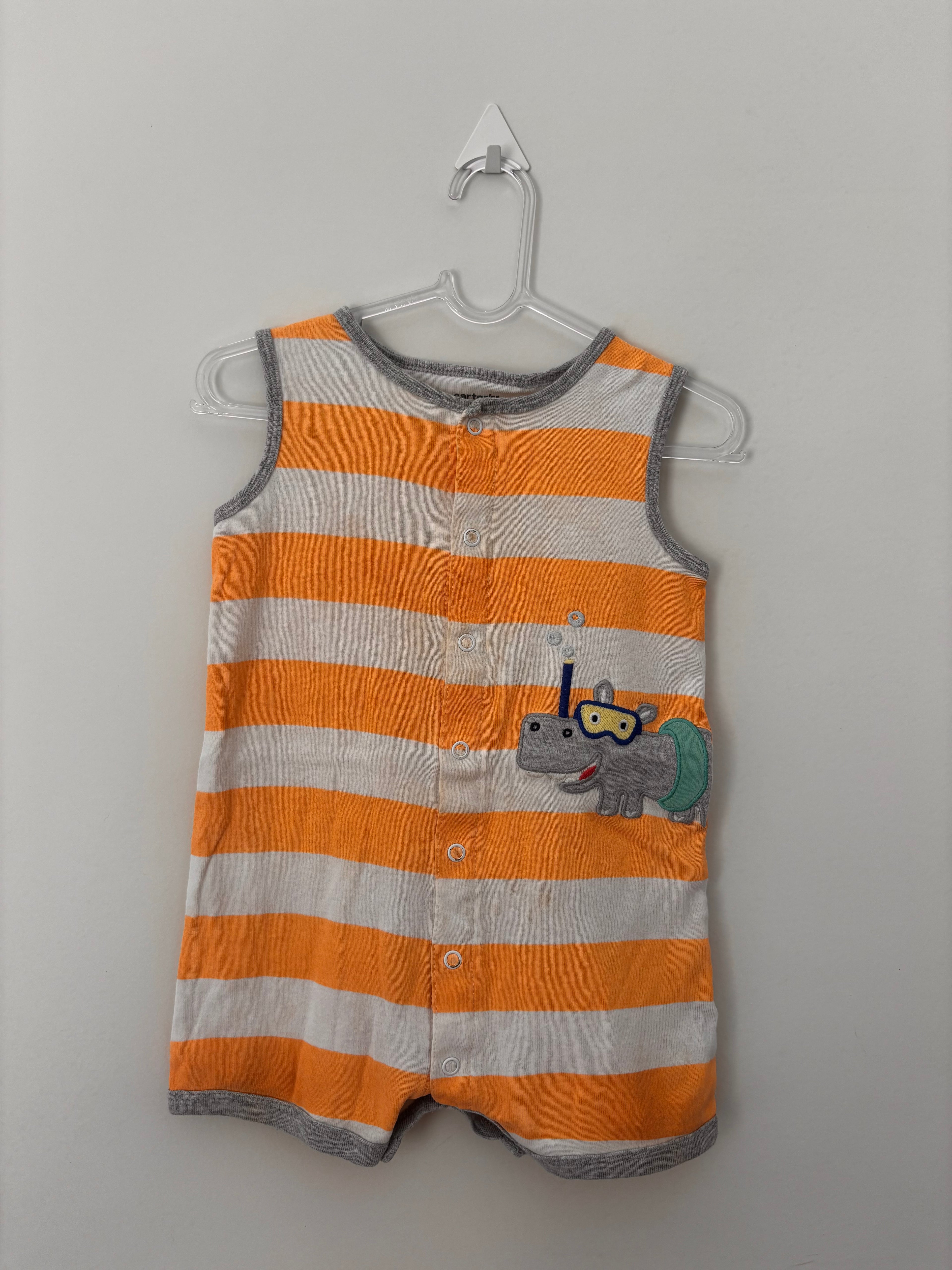 Body Listrado Hipopótamo – Laranja (Bebê)