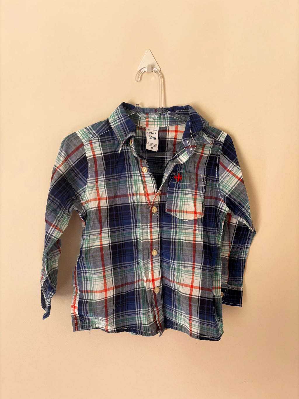 Camisa Xadrez Carter's – Azul (Infantil, 24m)