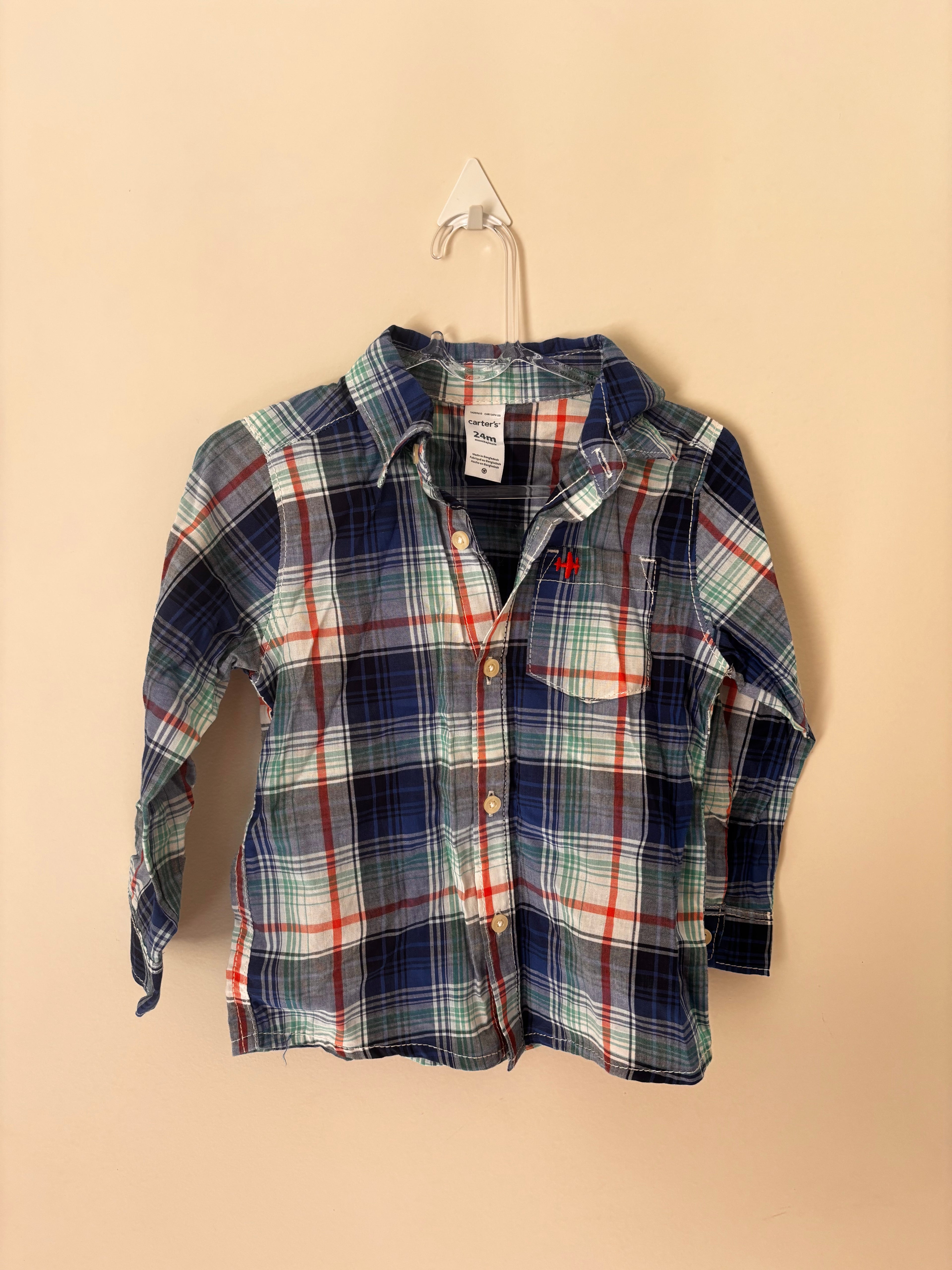 Camisa Xadrez Carter's – Azul (Infantil, 24m)