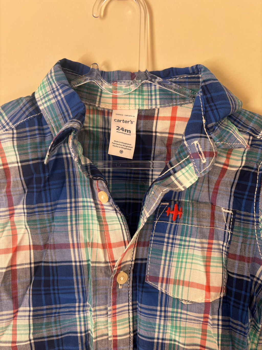 Camisa Xadrez Carter's – Azul (Infantil, 24m)