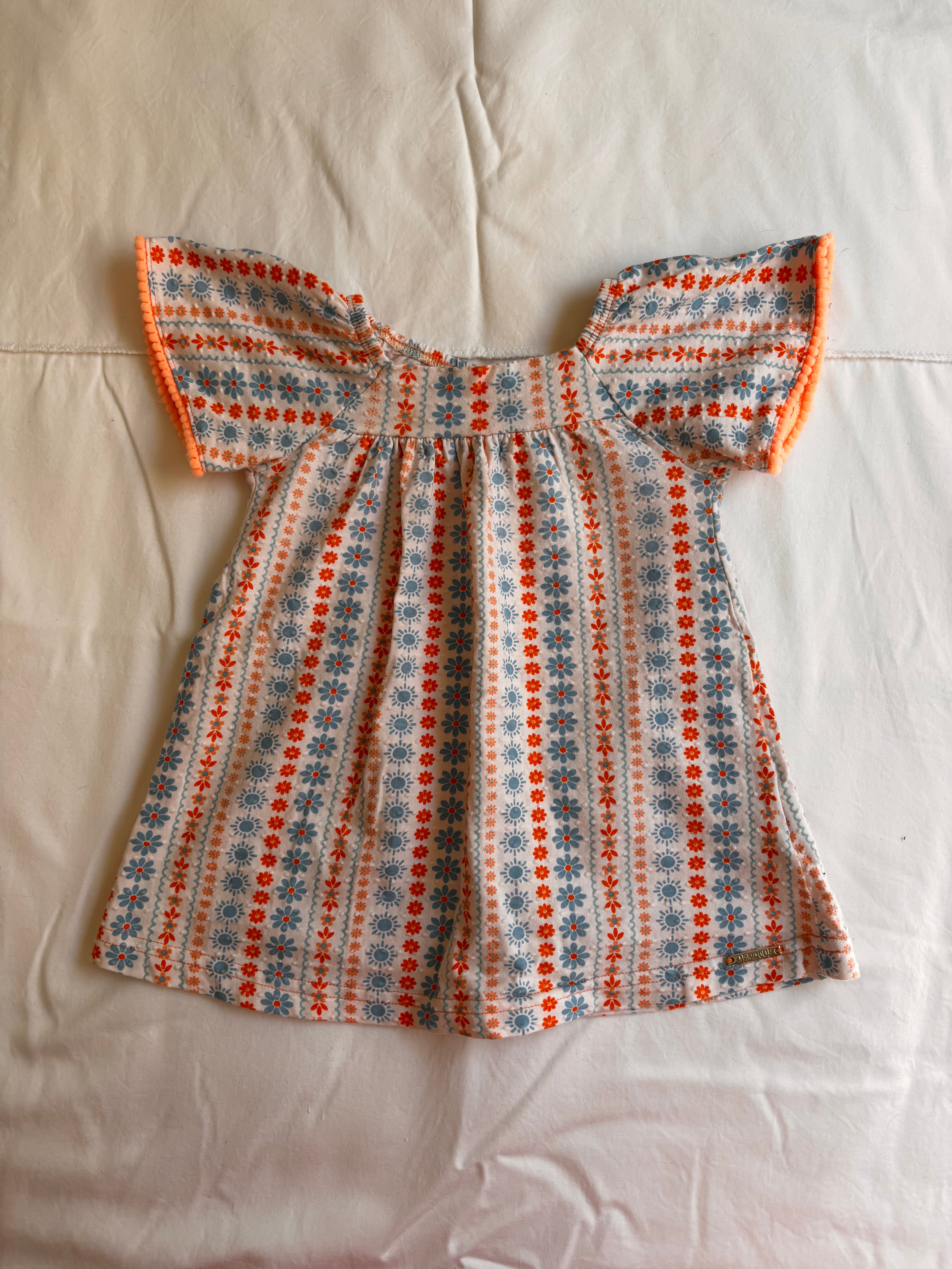 Vestido Estampa Étnica – Laranja e Azul (Infantil)