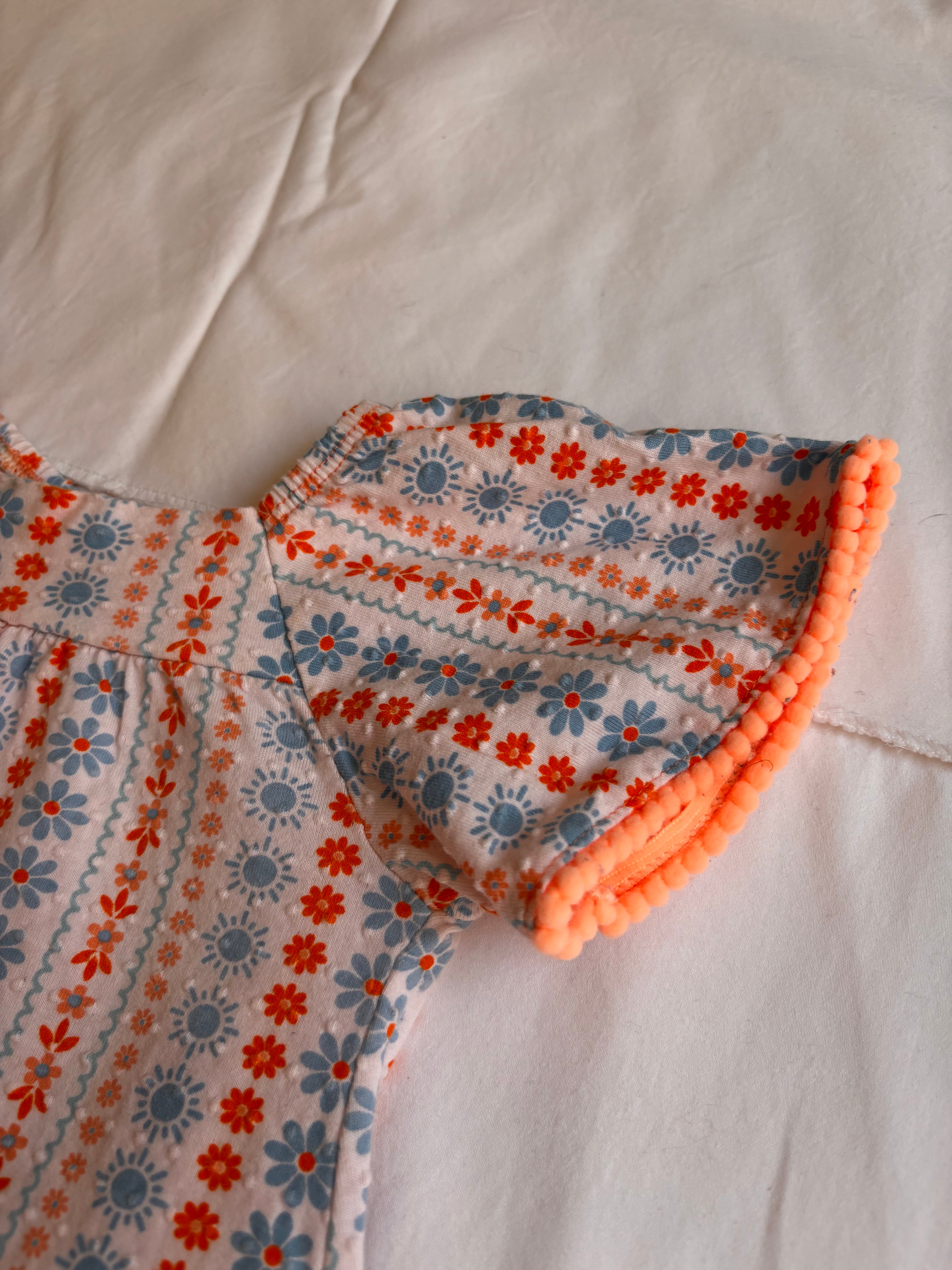Vestido Estampa Étnica – Laranja e Azul (Infantil)