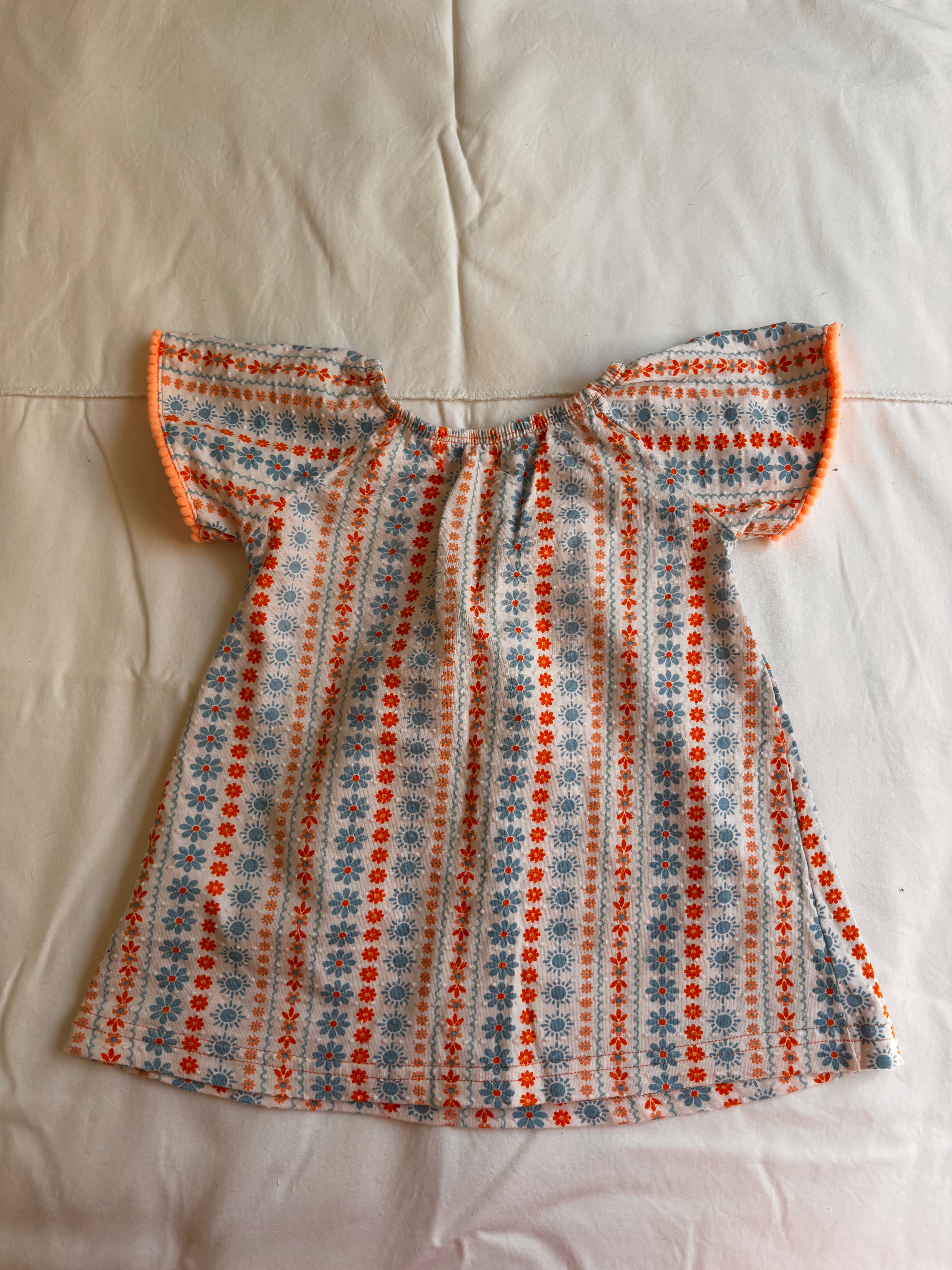 Vestido Estampa Étnica – Laranja e Azul (Infantil)