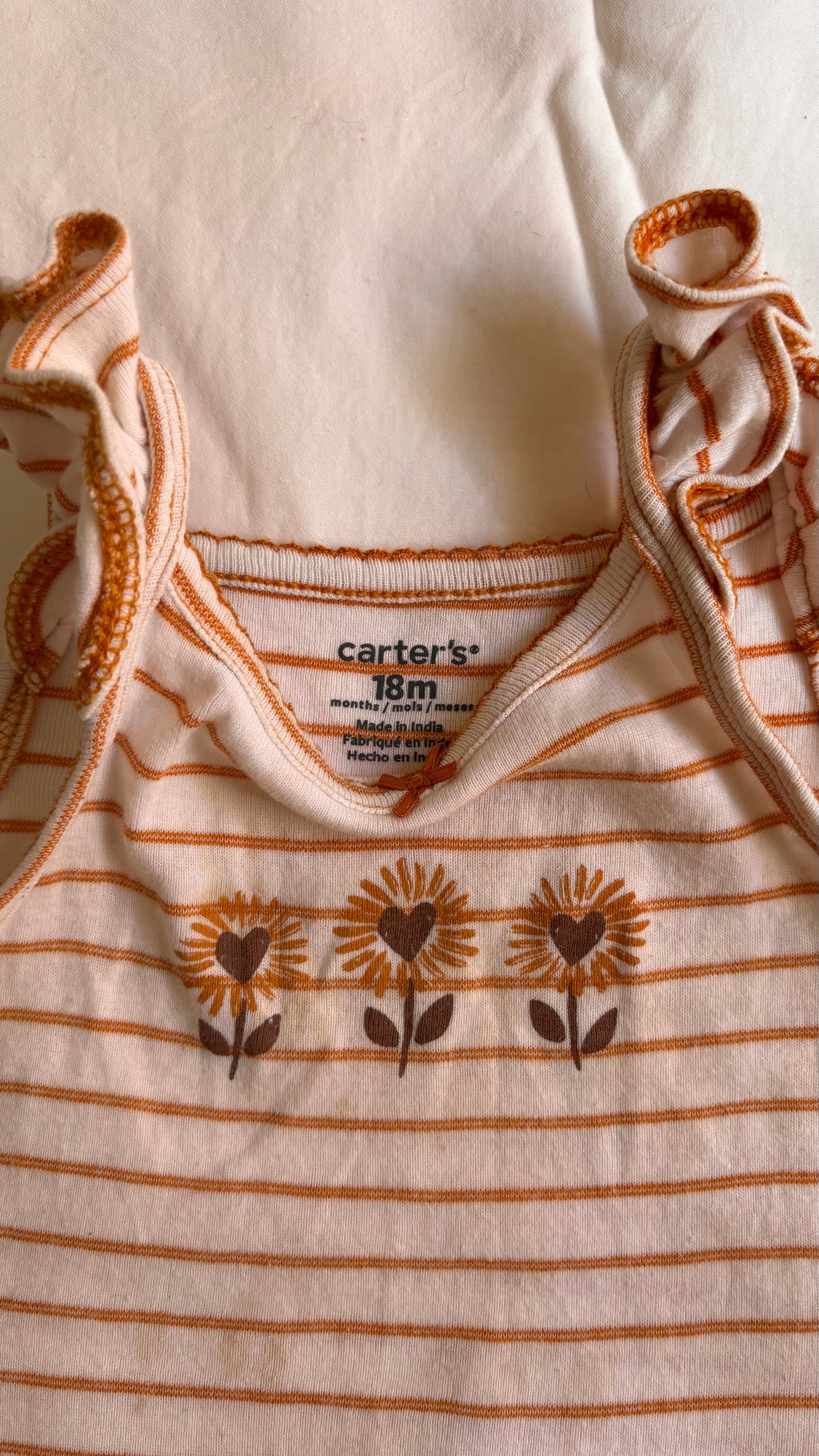 Body Regata Listrado – Branco e Laranja (Bebê)