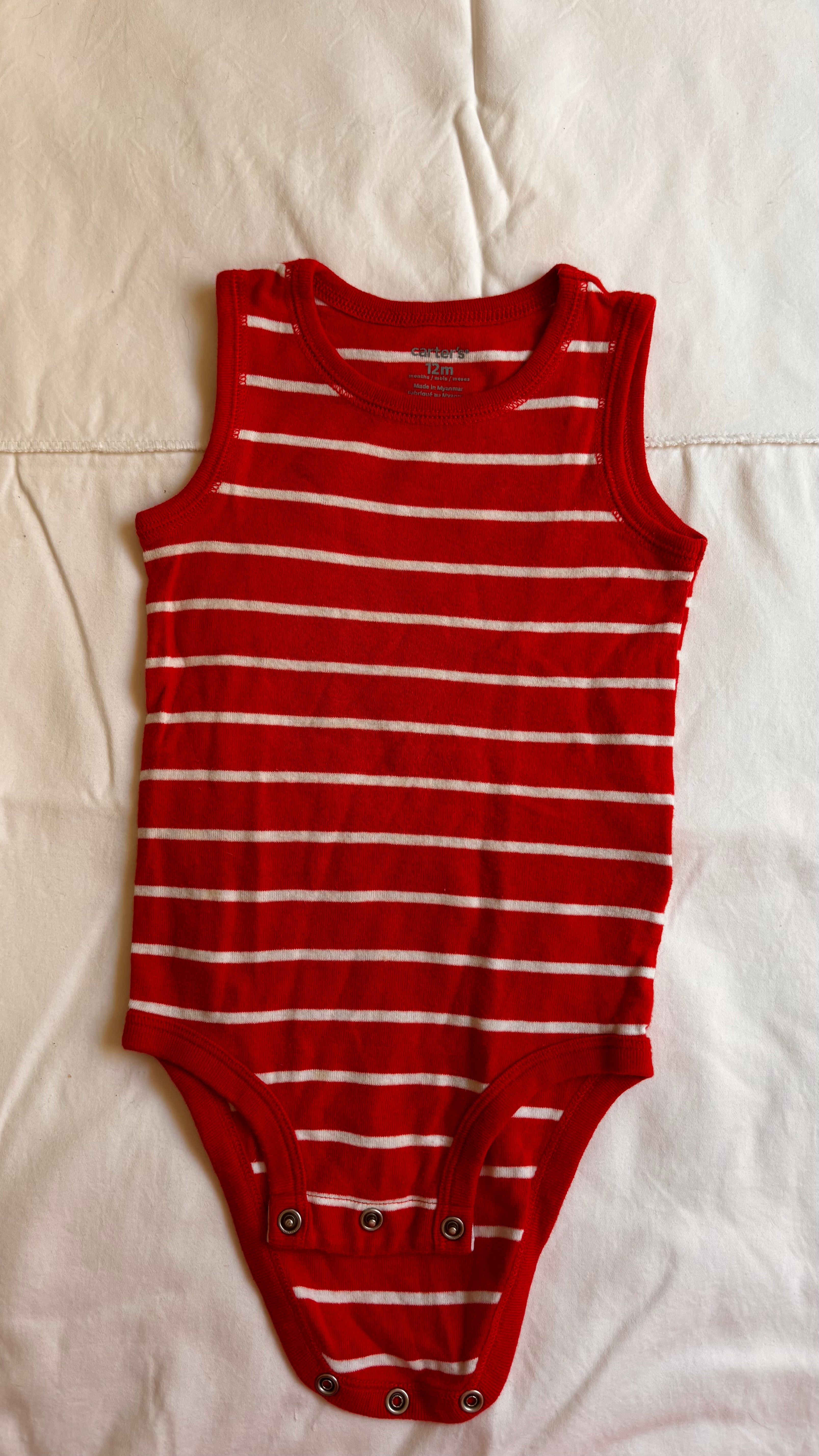 Body Regata Listrado – Vermelho (Bebê)