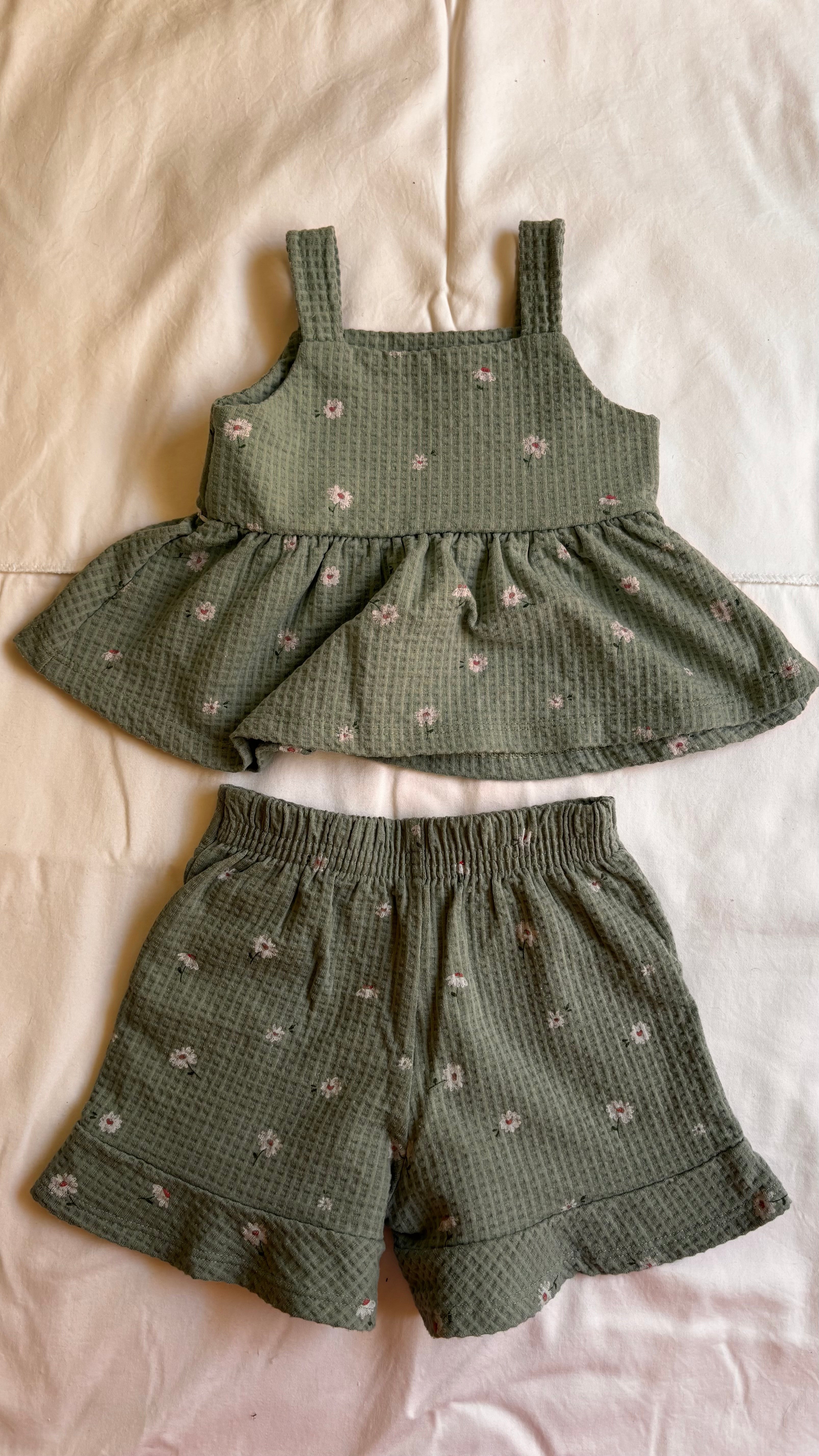 Conjunto Estampa Florzinhas – Verde (Infantil)