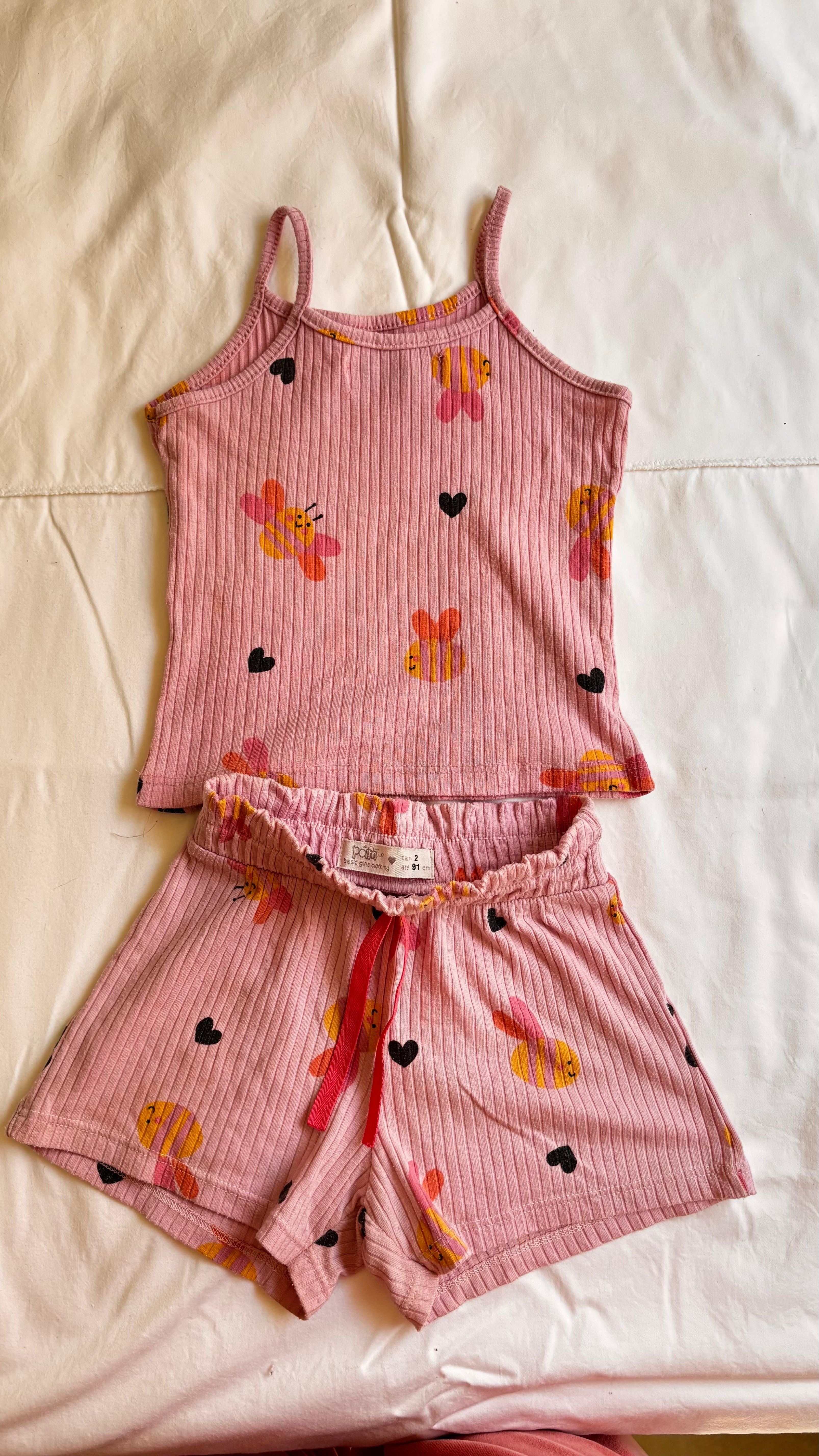 Conjunto Corações – Rosa (Infantil)