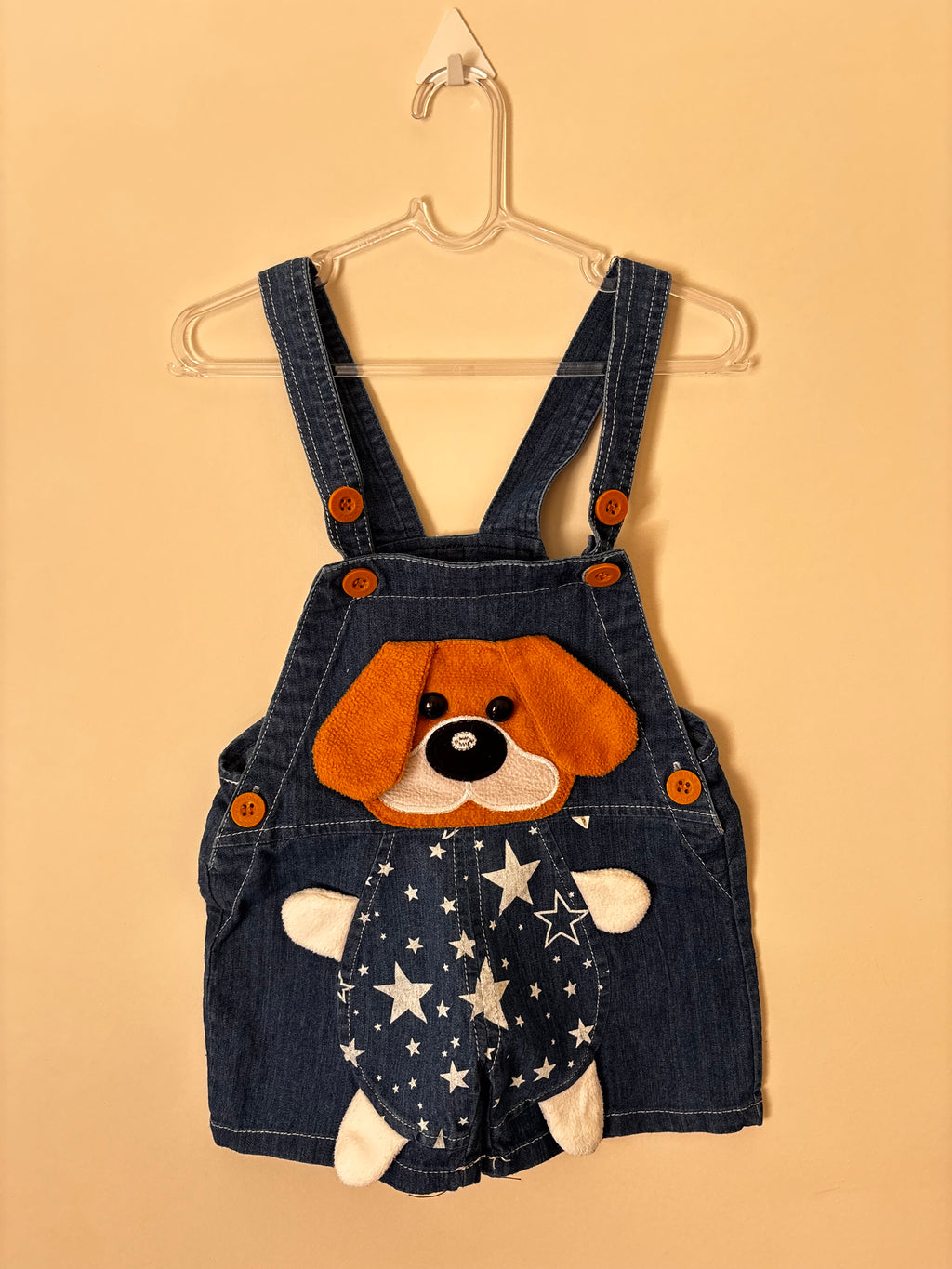 Jardineira Jeans Ursinho e Estrelas (Bebê)