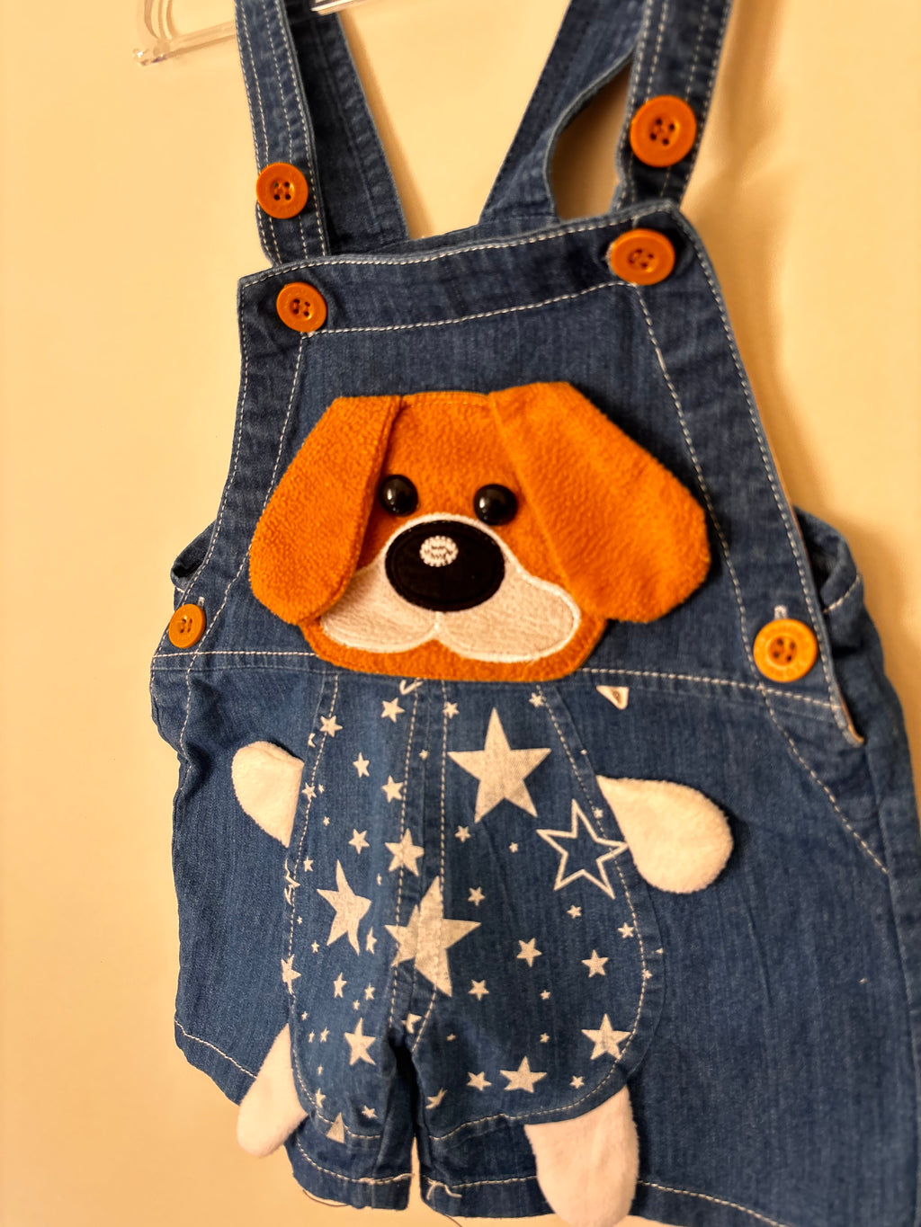 Jardineira Jeans Ursinho e Estrelas (Bebê)