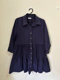 Vestido Chemise Babados – Marinho (Feminino)
