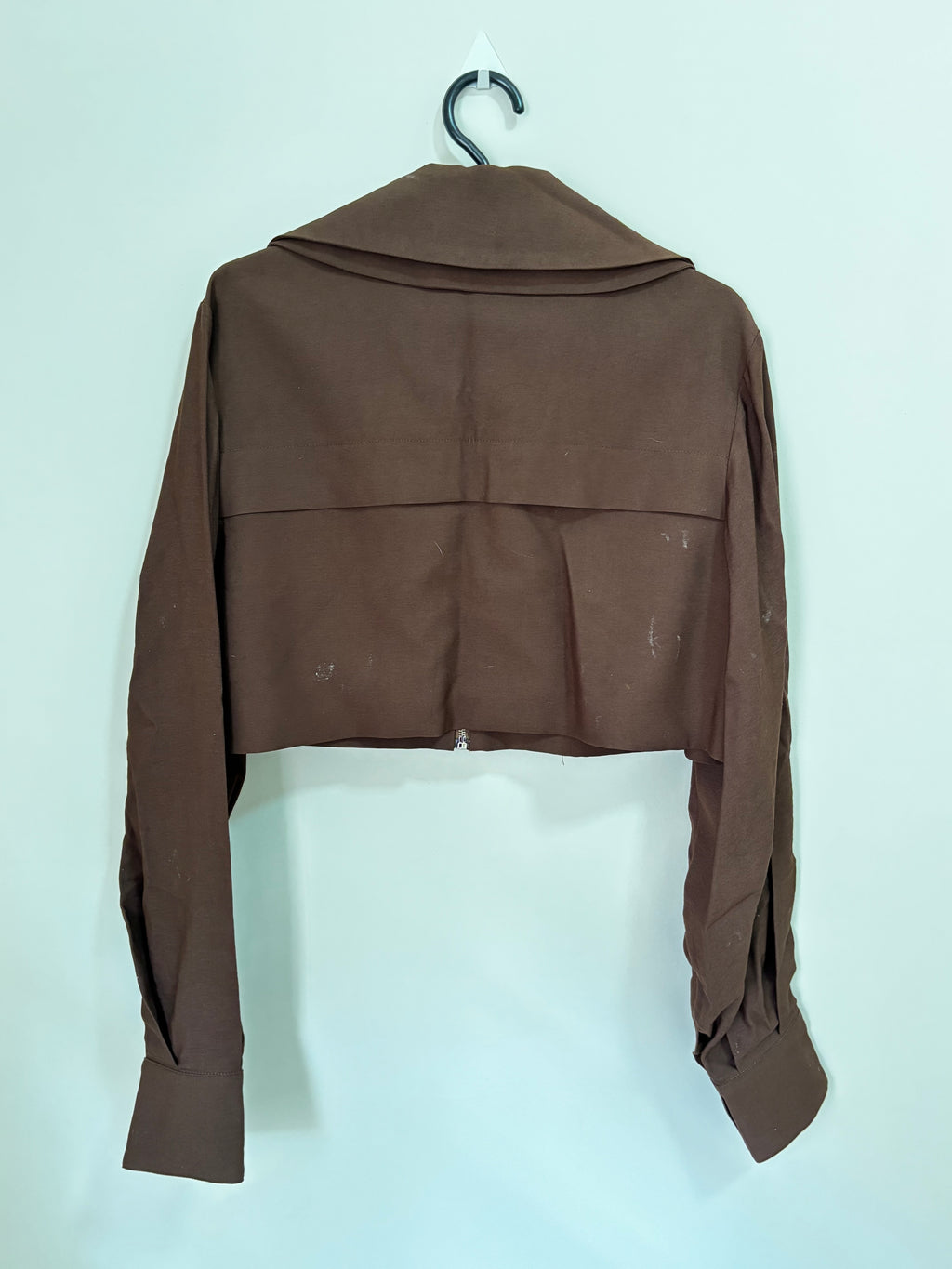 Jaqueta Cropped Couro Fake – Marrom (Feminino)