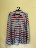 Camisa de Cetim Listrada – Azul e Vermelho (Feminino)