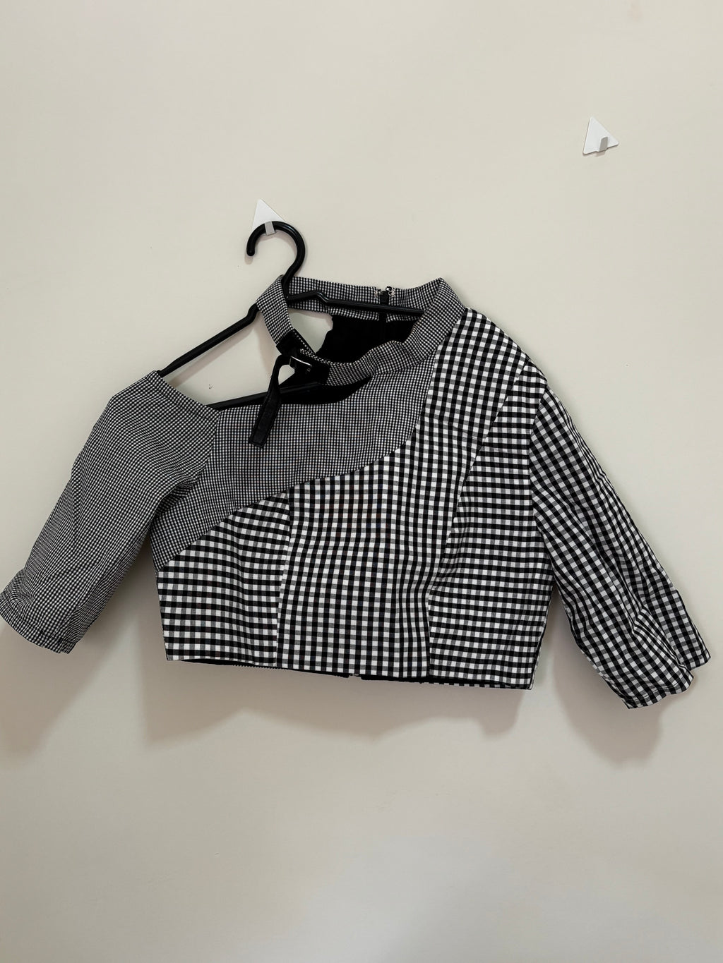 Cropped Xadrez Vichy – Preto e Branco (Feminino)