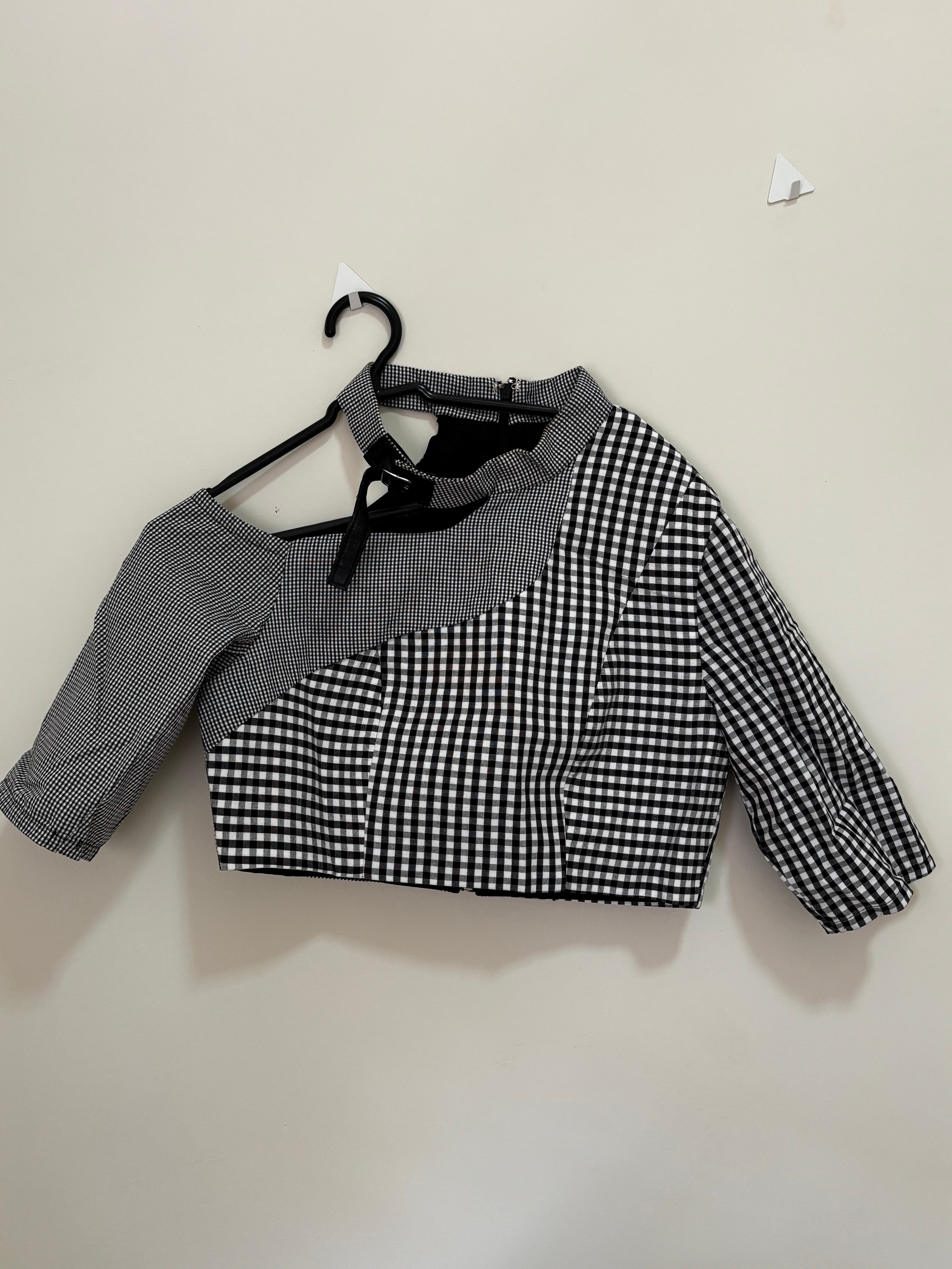 Cropped Xadrez Vichy – Preto e Branco (Feminino)