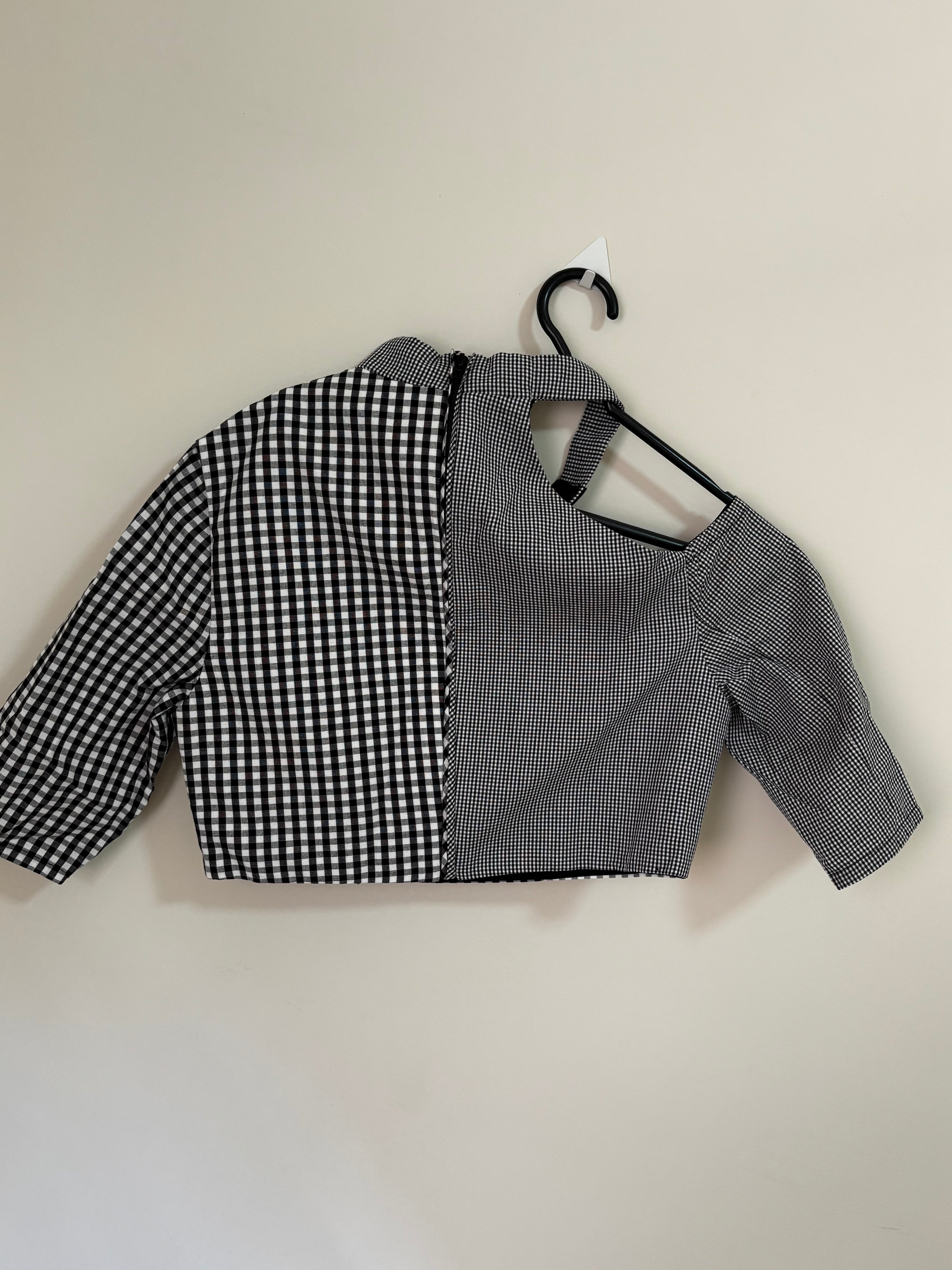 Cropped Xadrez Vichy – Preto e Branco (Feminino)