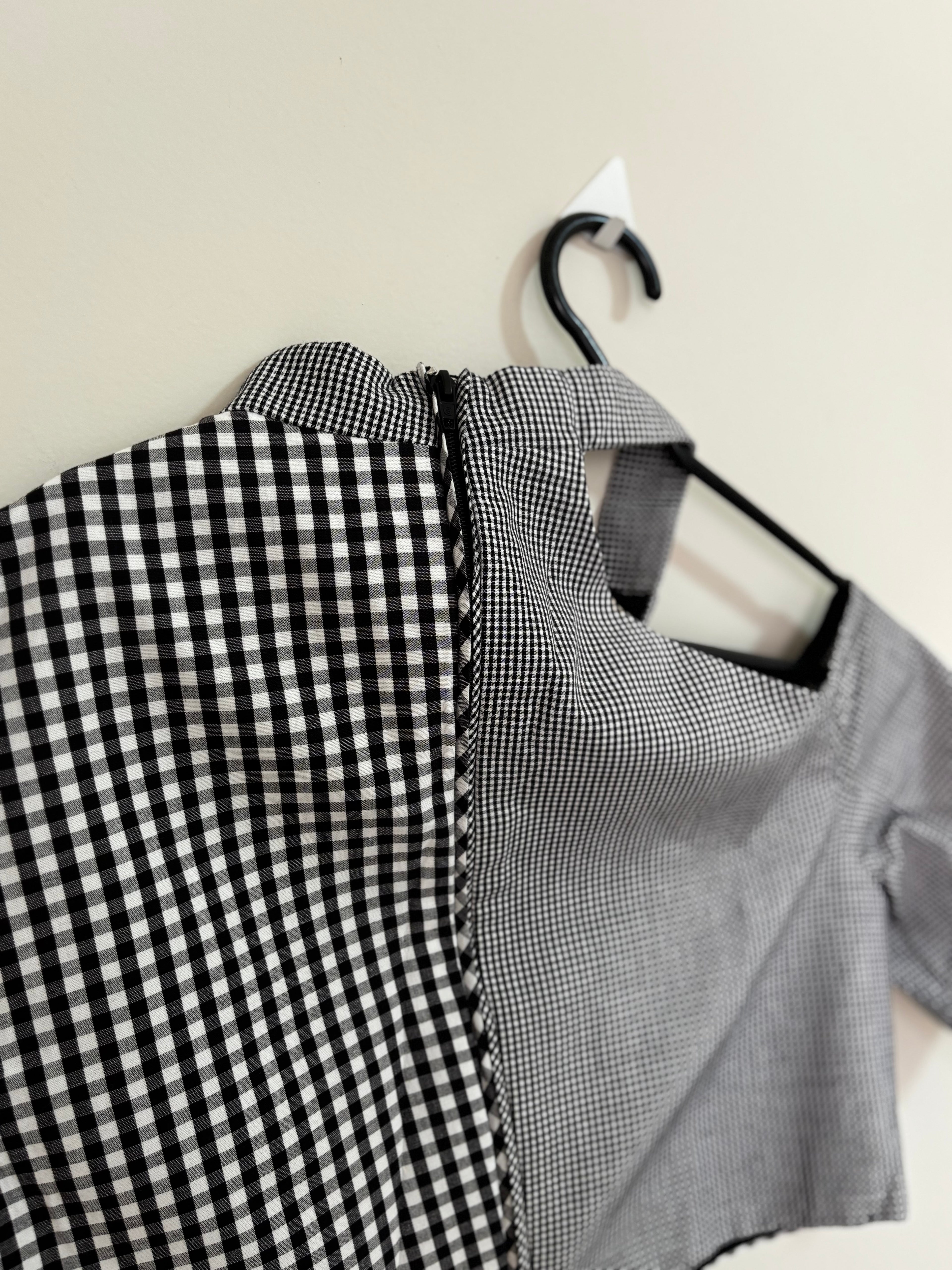 Cropped Xadrez Vichy – Preto e Branco (Feminino)