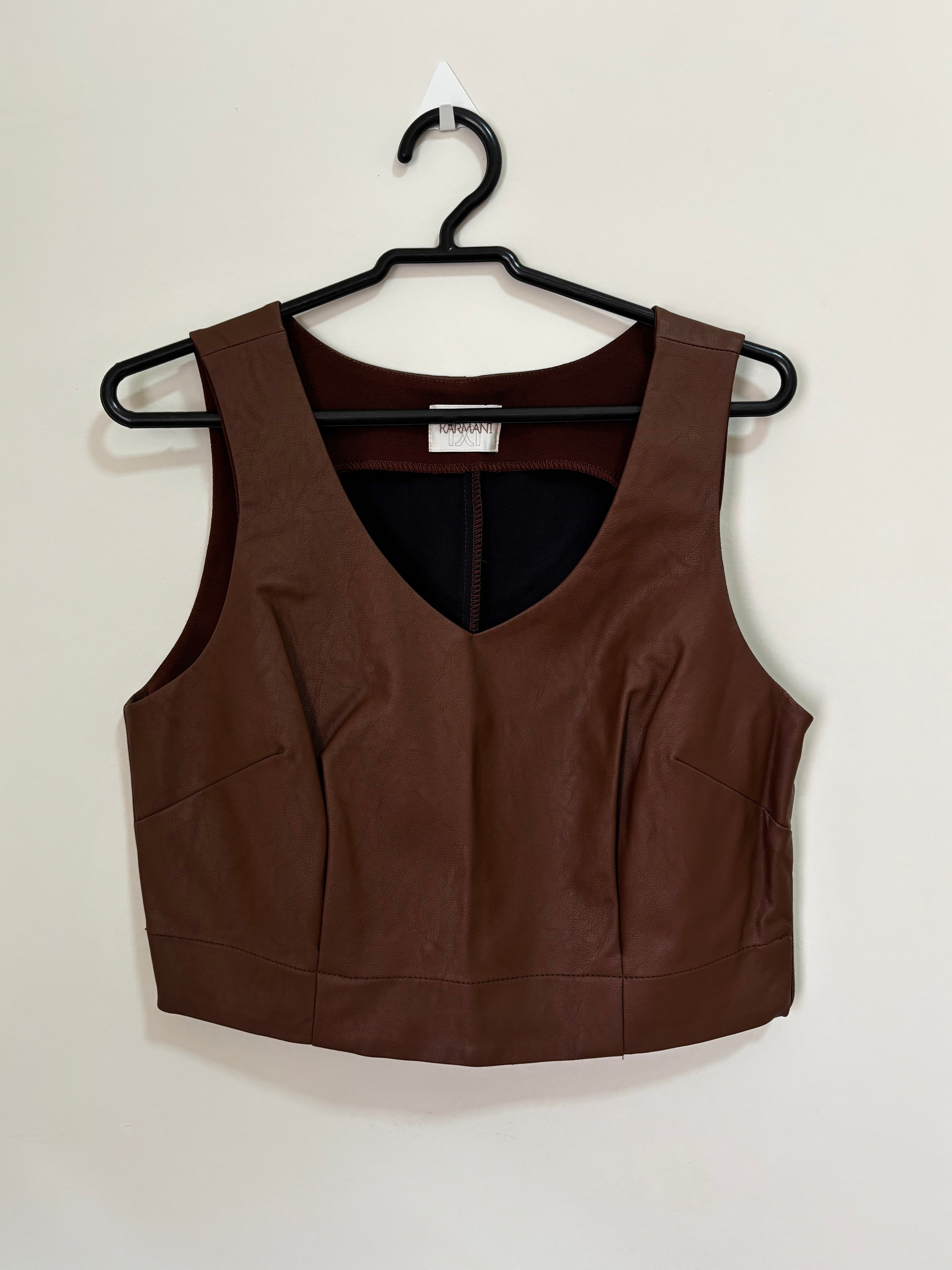 Conjunto Couro Saia + Colete – Marrom (Feminino)