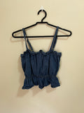 Top Cropped Jeans Franzido (Feminino)