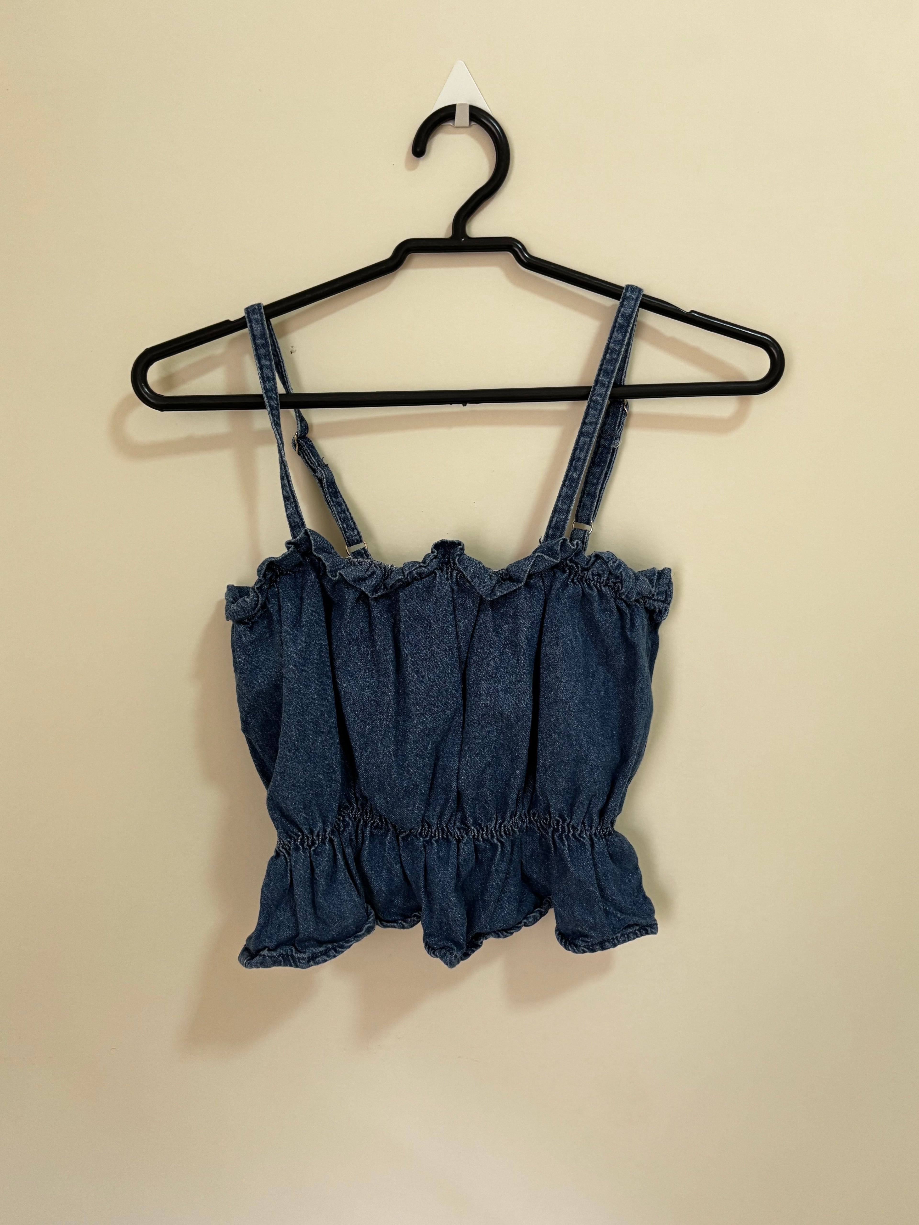 Top Cropped Jeans Franzido (Feminino)