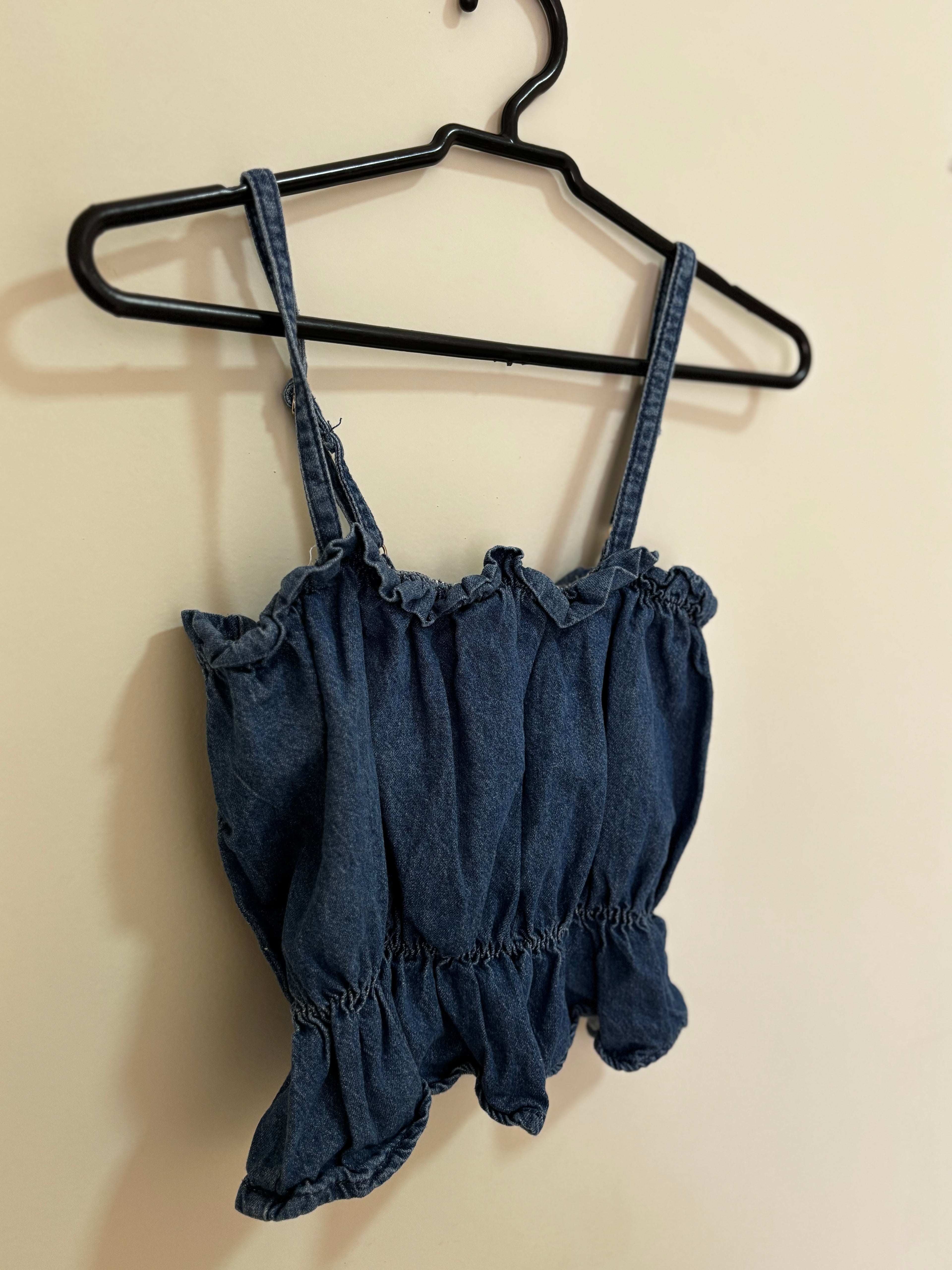 Top Cropped Jeans Franzido (Feminino)