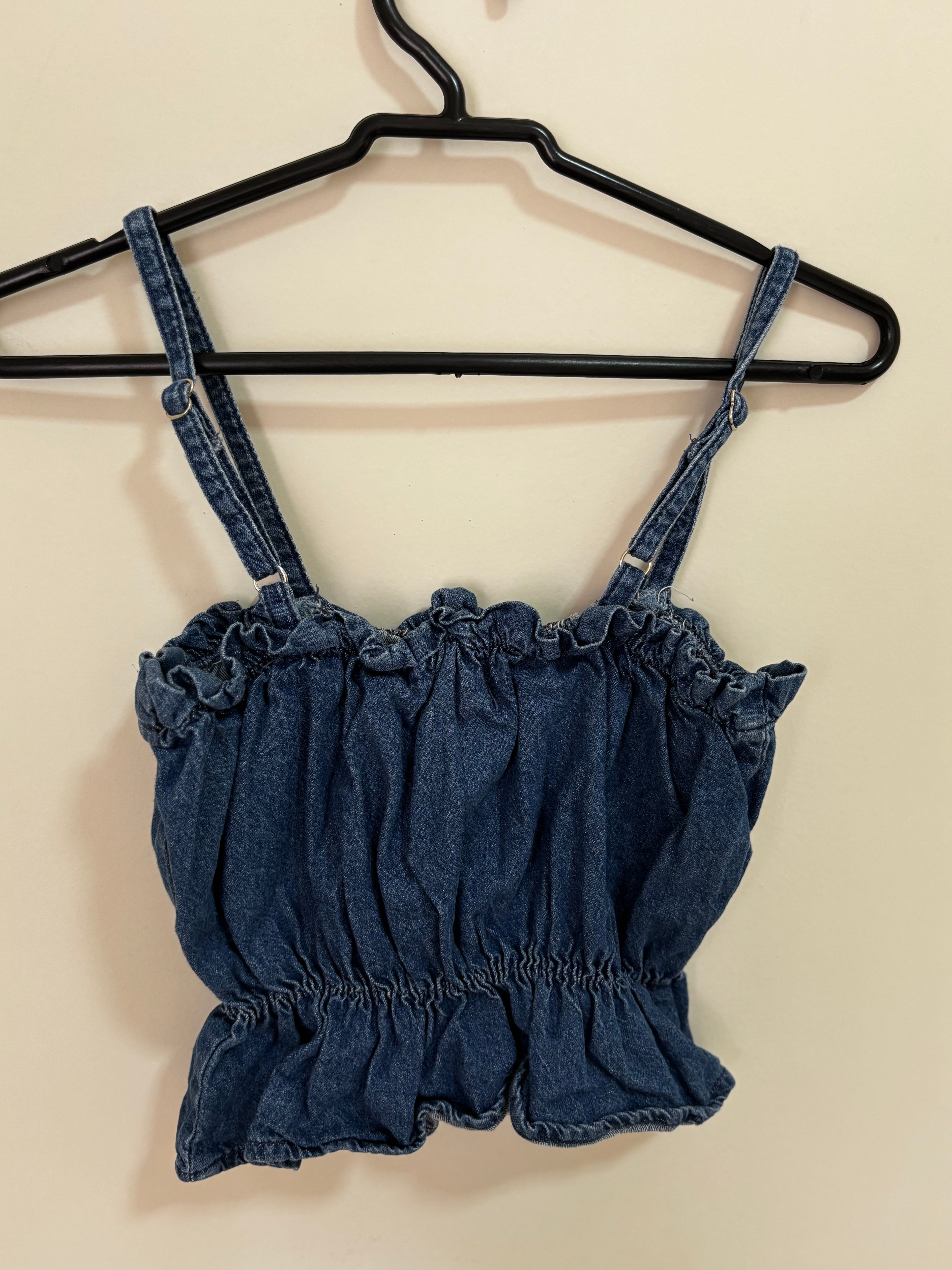 Top Cropped Jeans Franzido (Feminino)