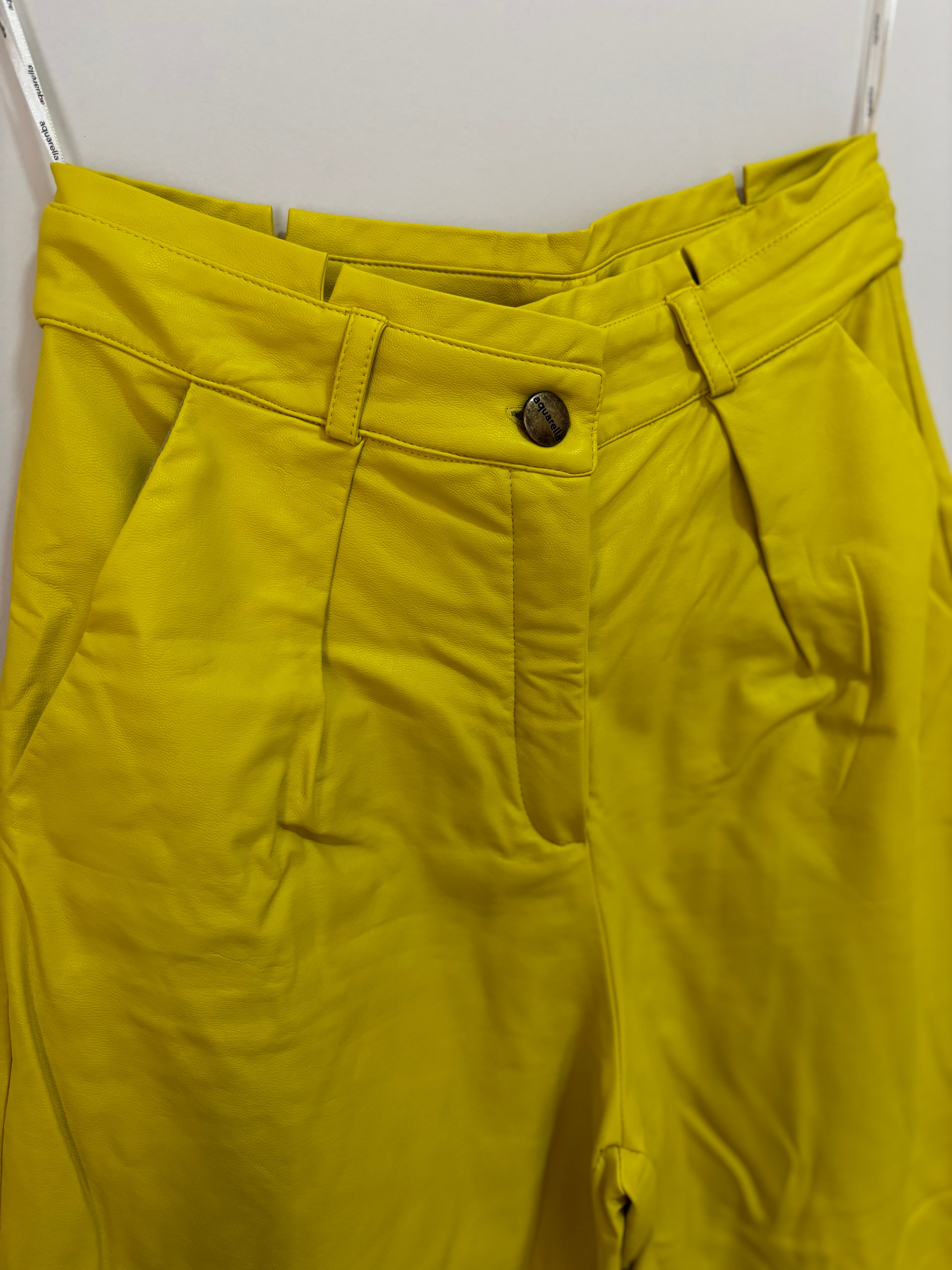 Calça Pantalona de Couro Aquarella – Amarela (Feminino)