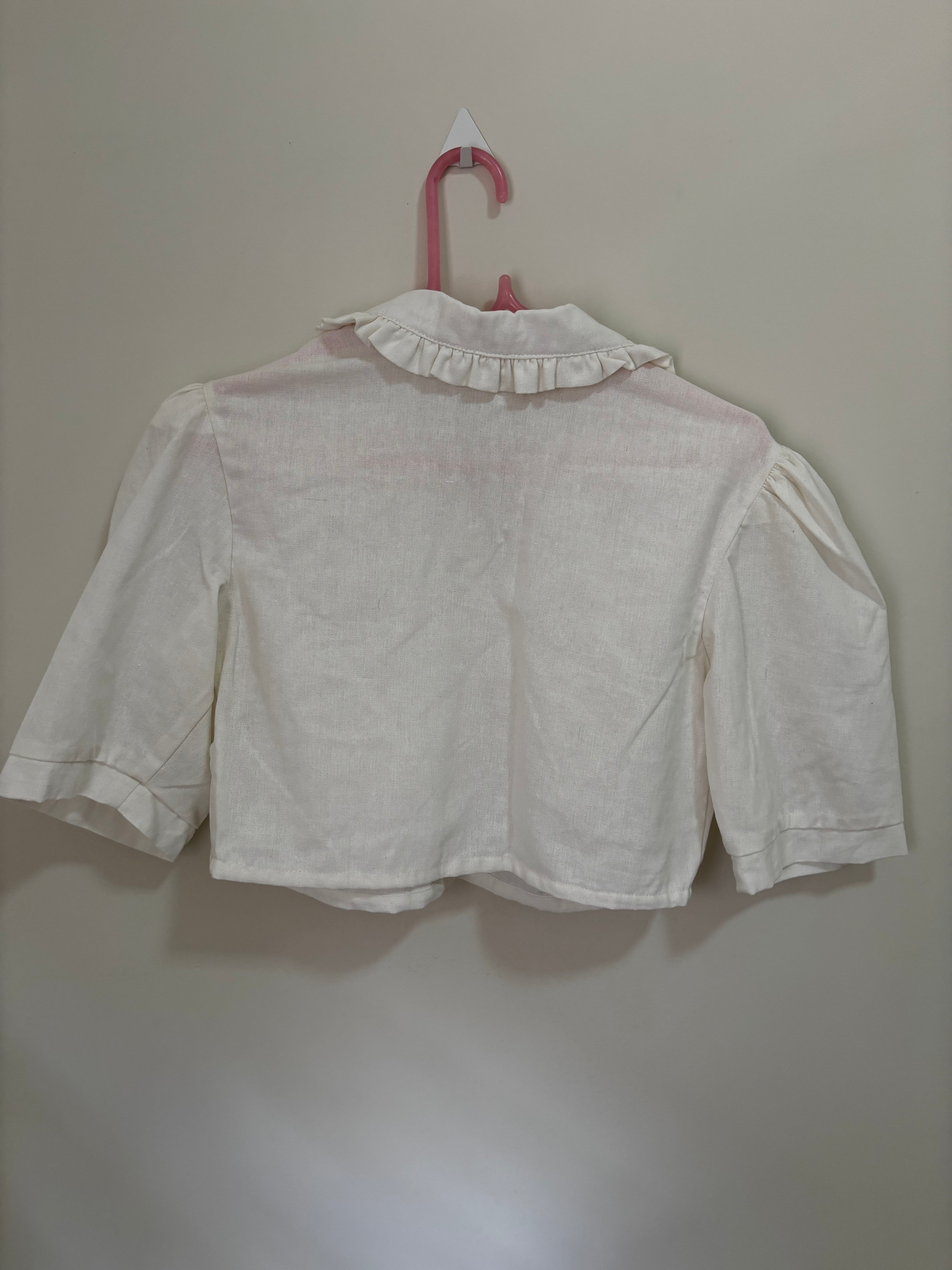 Blusa Cropped Gola Babado Affittare – Branca (Feminino)
