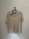 Polo Canelada Meio-Zíper SHEIN – Bege (Feminino)