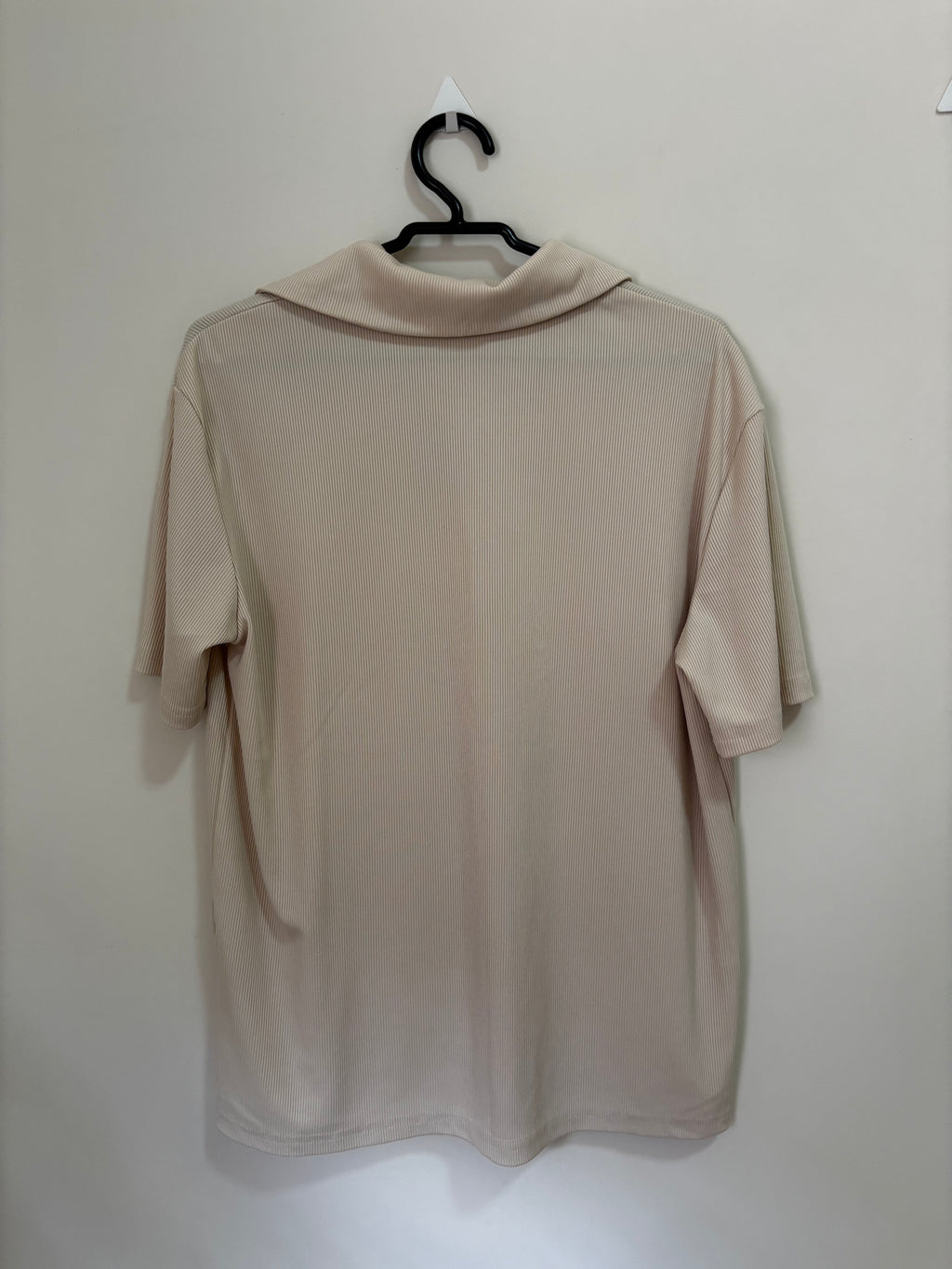 Polo Canelada Meio-Zíper SHEIN – Bege (Feminino)