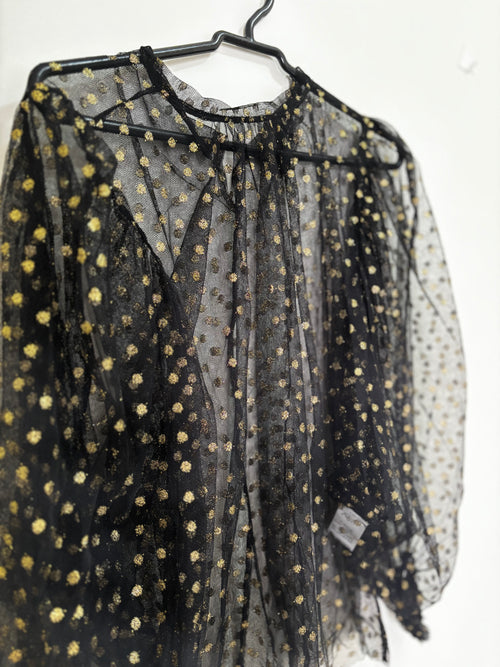 Blusa de Tule Poá Dourado – Preta (Feminino)