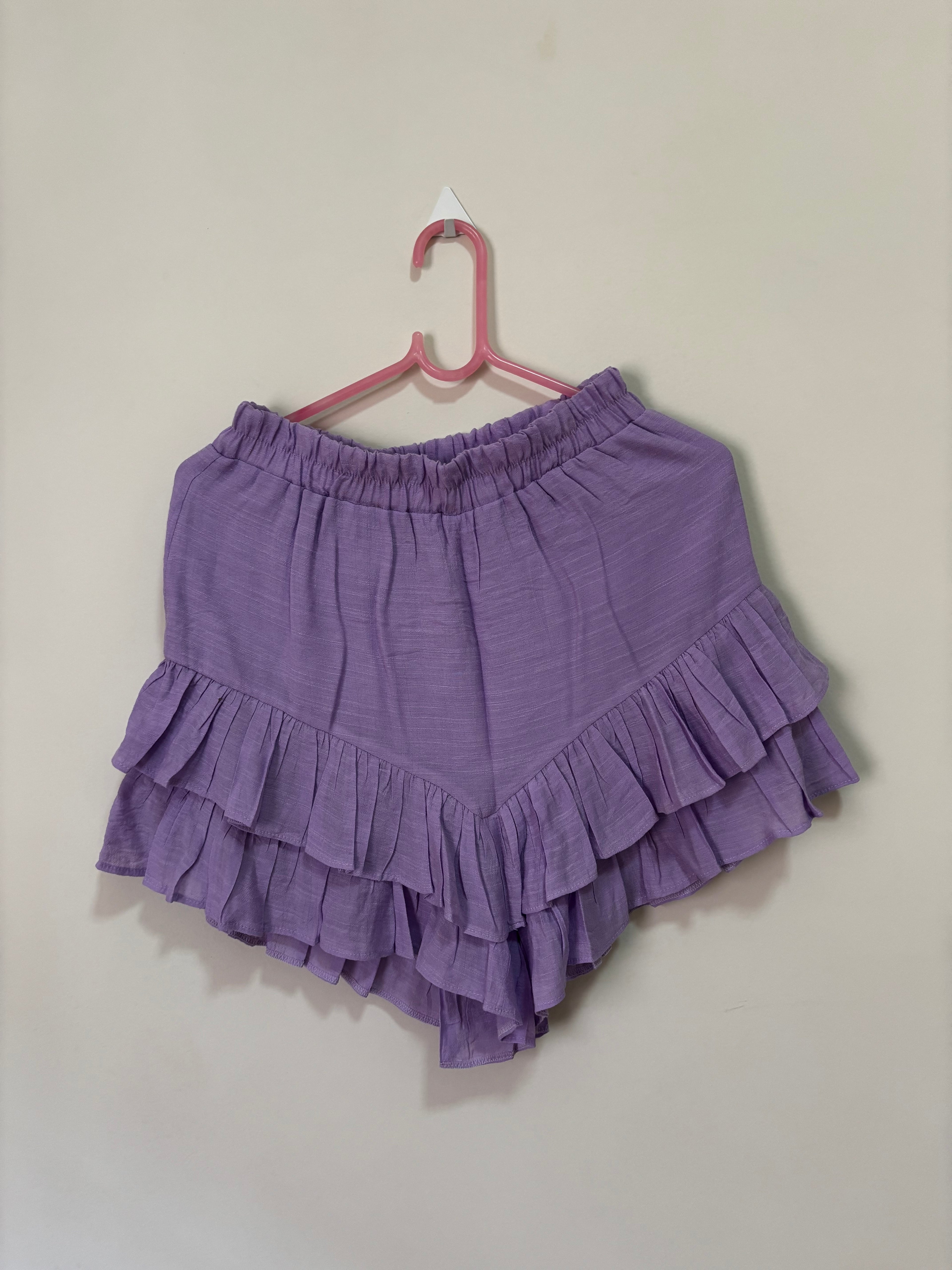 Conjunto Camisa + Shorts-Saia Babados Victoria Vendramini – Lilás (Feminino)