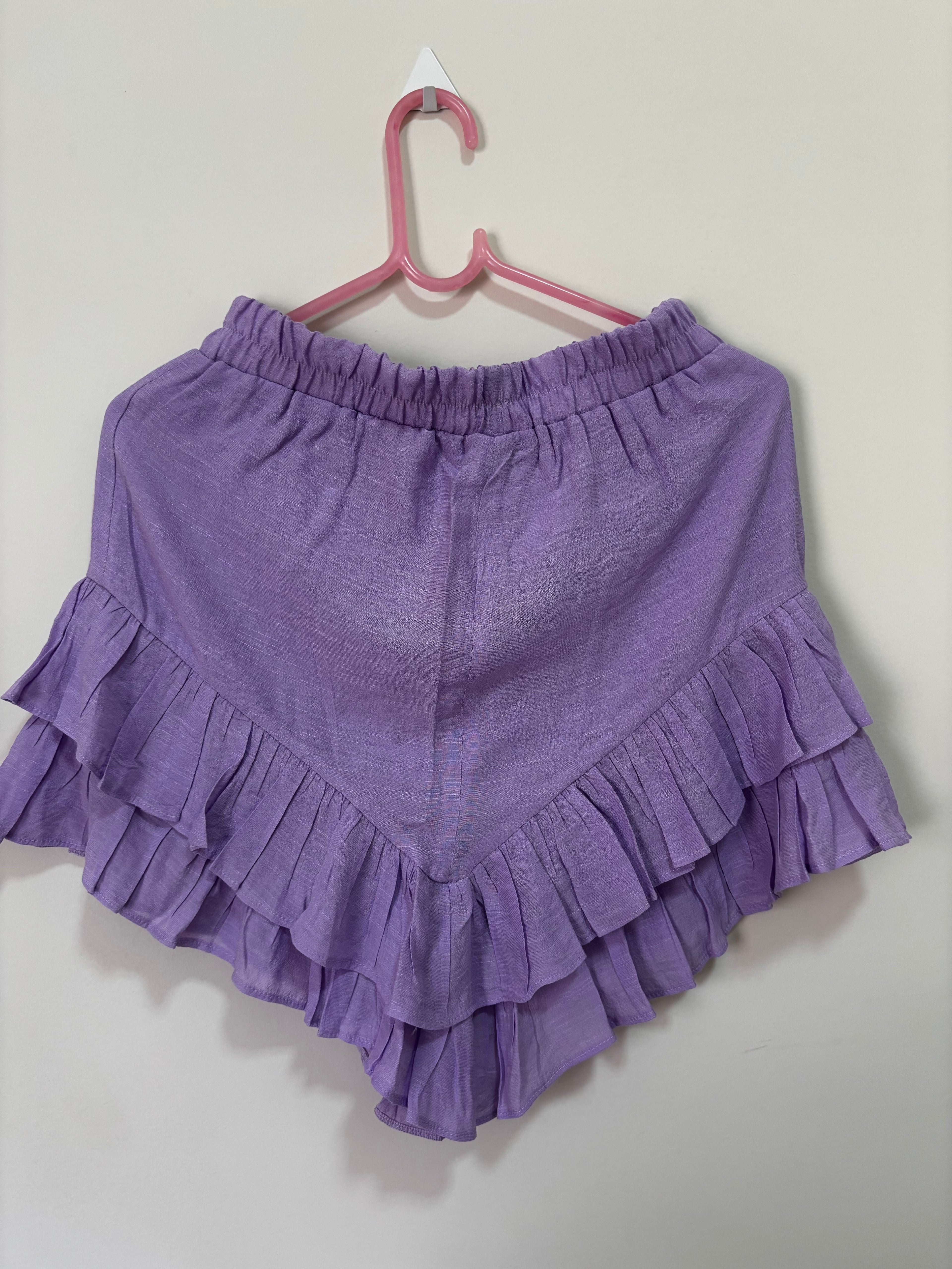 Conjunto Camisa + Shorts-Saia Babados Victoria Vendramini – Lilás (Feminino)