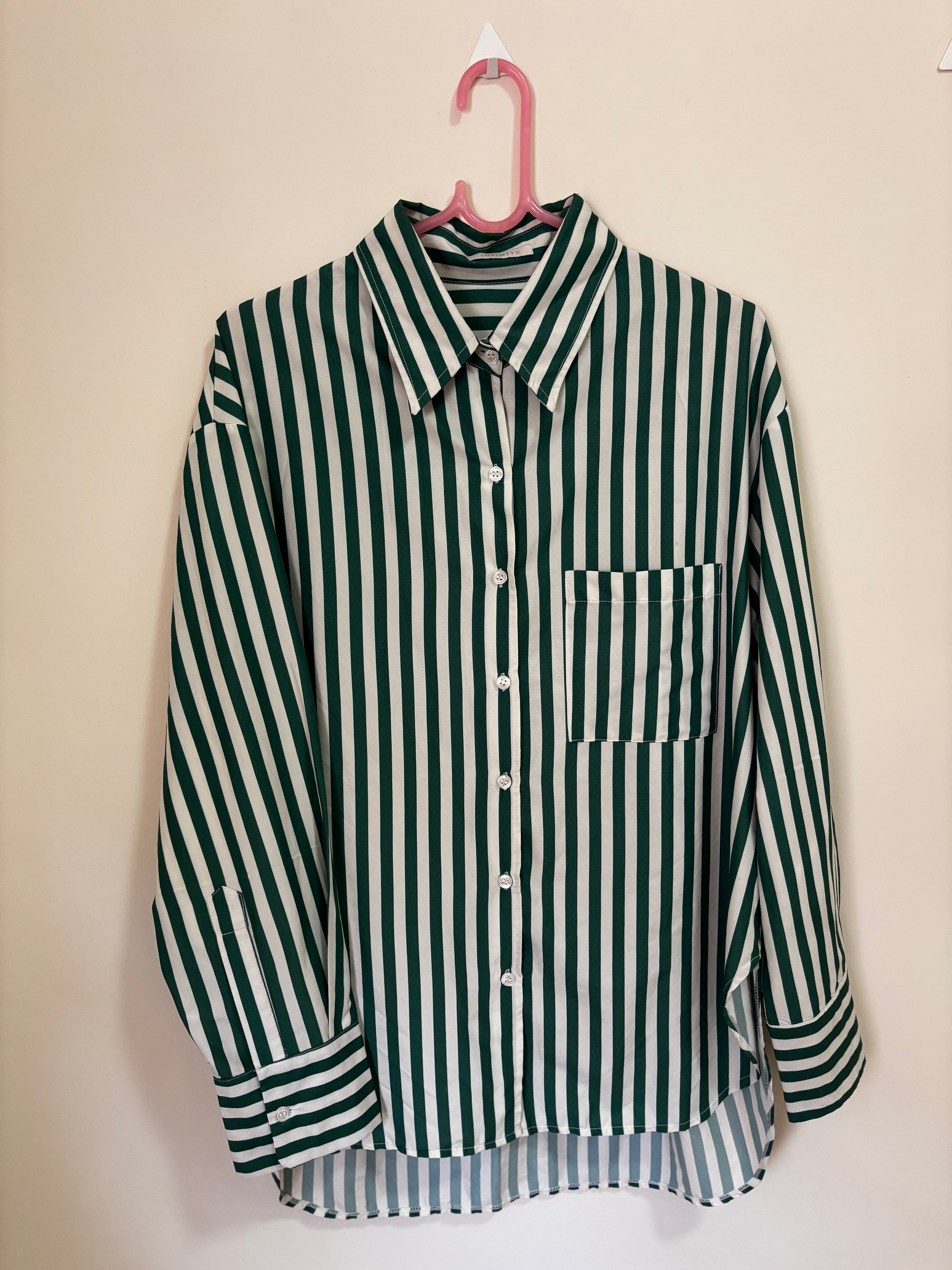 Conjunto Camisa + Shorts Listrado – Verde e Branco (Feminino)