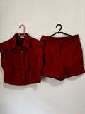 Conjunto Cropped + Shorts de Courino Karmani – Terracota (Feminino)